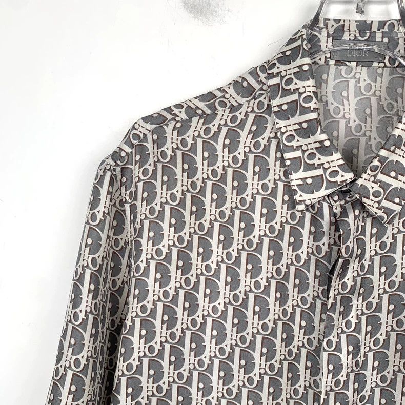 Dior Dior Size 39 Gray logo full print lapel single-breasted mul Size US XXS / EU 40 - 3 Thumbnail