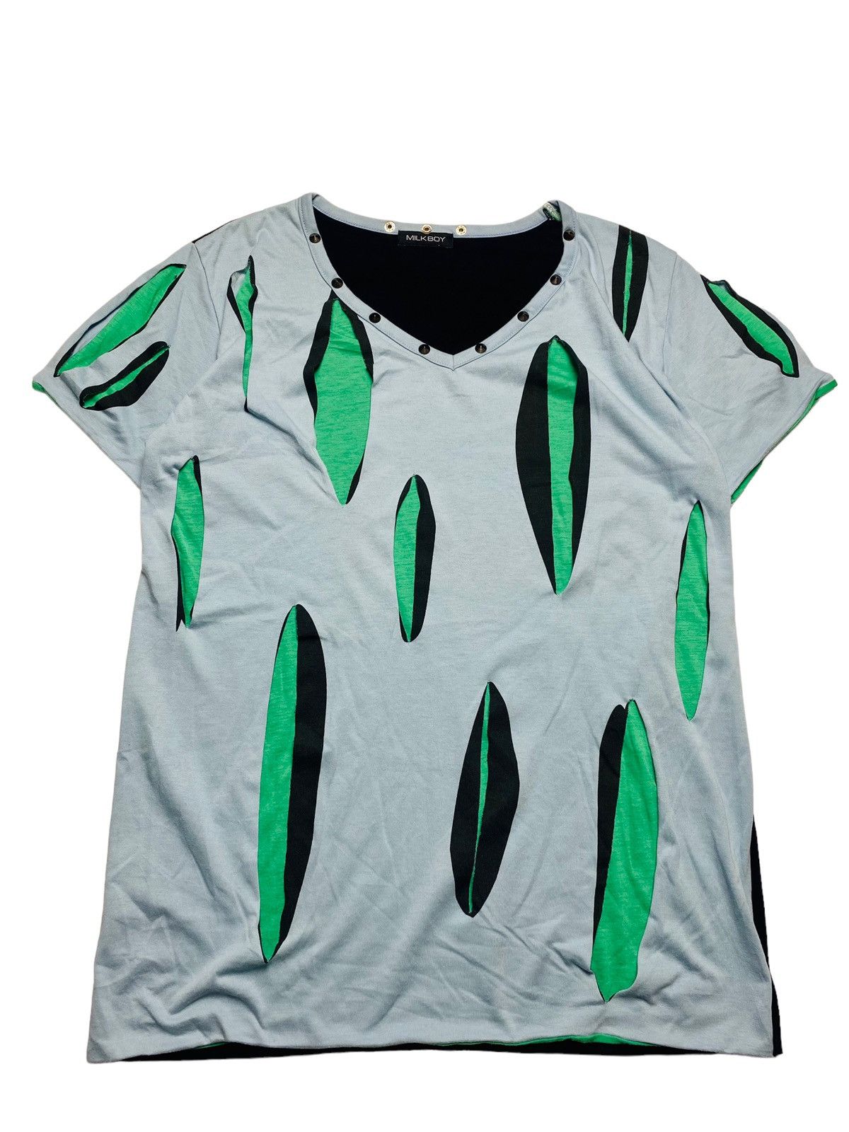 20471120 2000s Milkboy - Slashed Spike V Neck T-Shirt Size US M / EU 48-50 / 2 - 1 Thumbnail