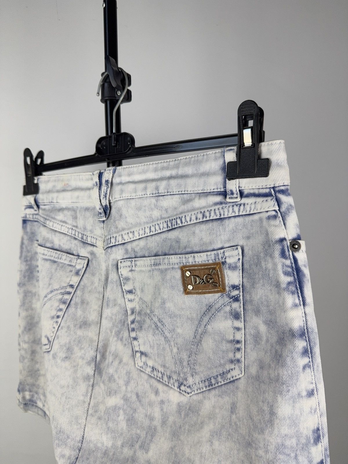 Designer × Dolce & Gabbana D&G Bleached Denim Mini Skirt Y2K Low Rise Size 27 Italy Size 27" / US 4 / IT 40 - 6 Thumbnail