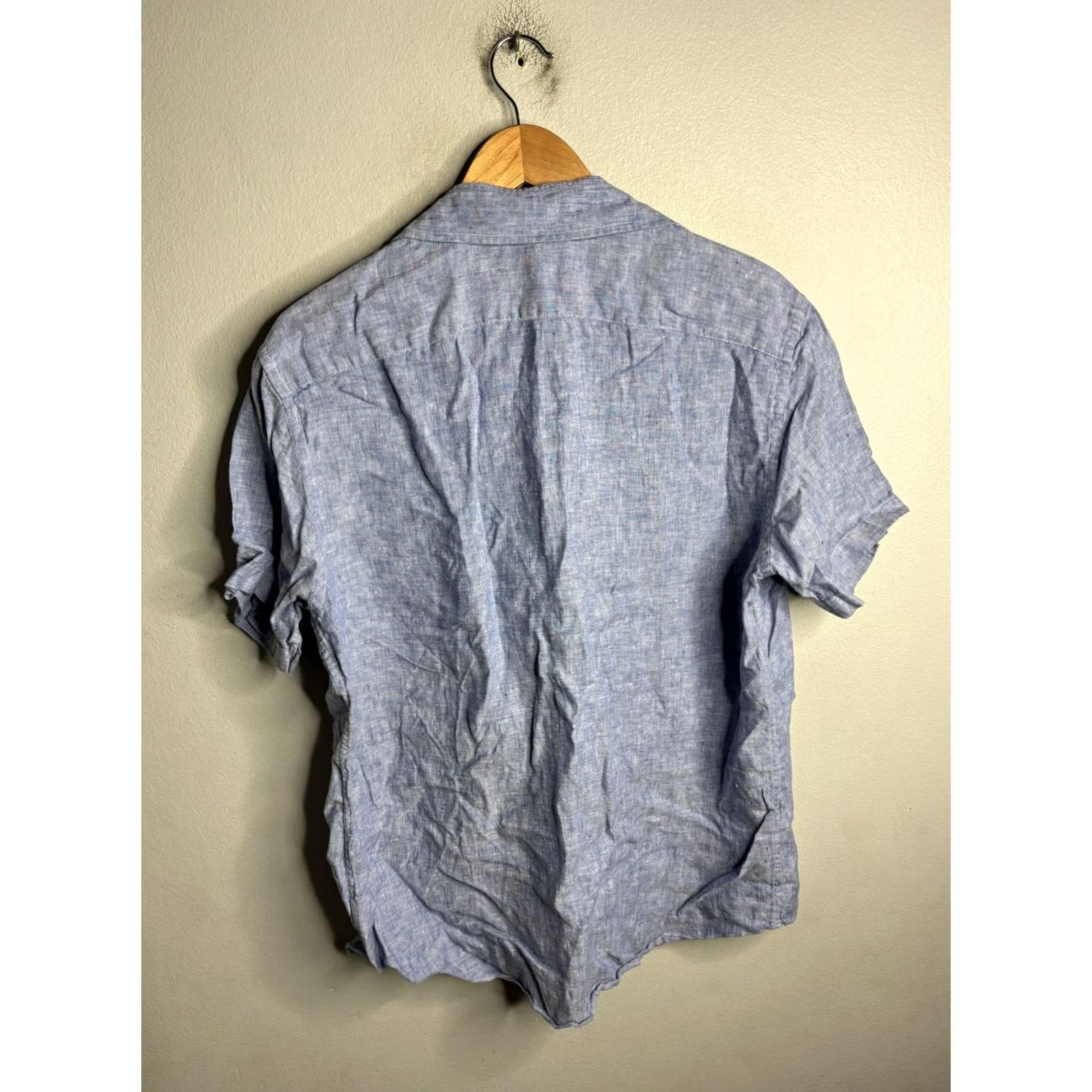 UNTUCKit UNTUCKit Shirt Mens L Blue Linen Short Sleeve Button Slim Fit Casual Size US L / EU 52-54 / 3 - 4 Thumbnail