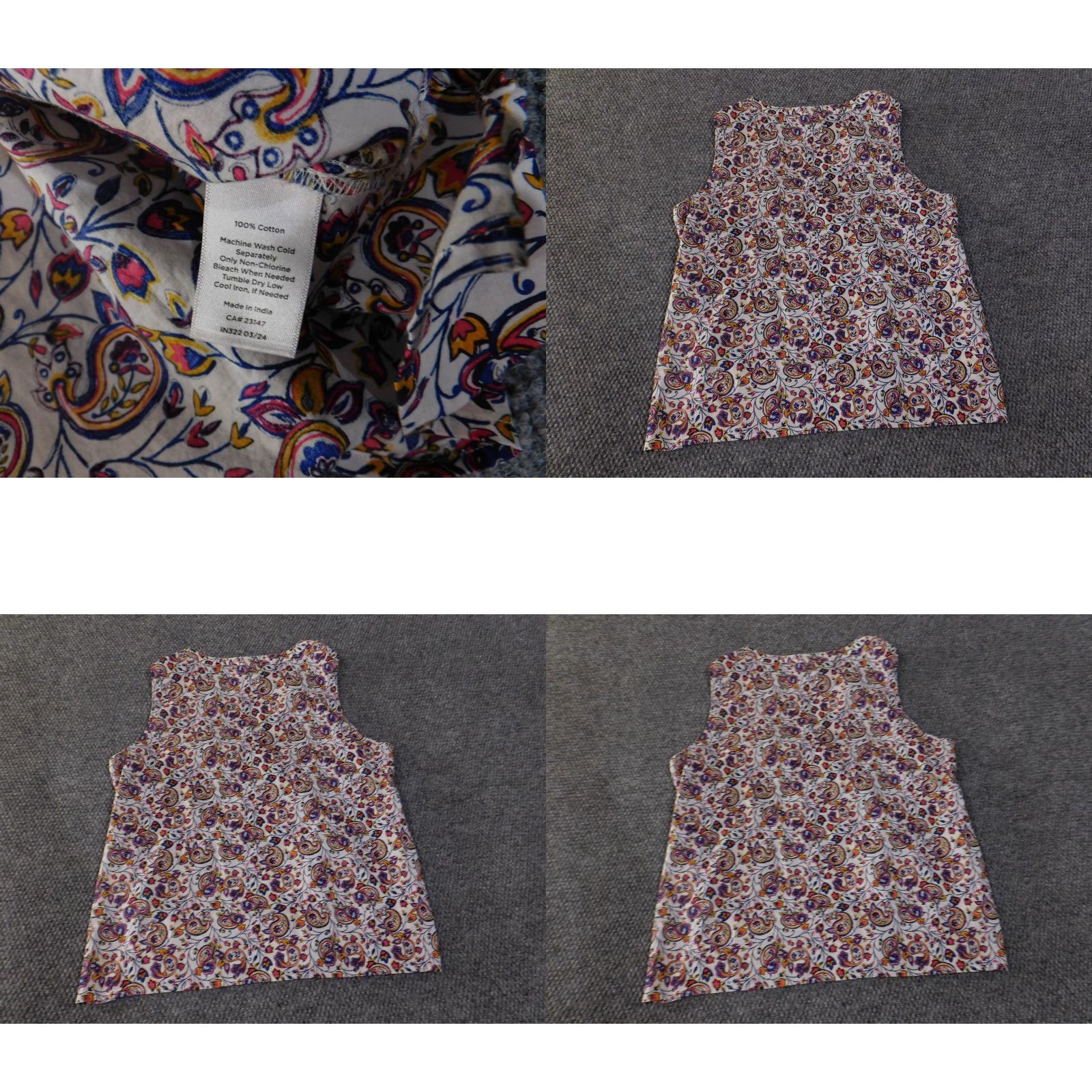 Talbots Talbots Blouse Womens 1X Multicolor Sleeveless Paisley Cotton Floral Red Tunic Casual Spring Summer Size XL / US 12-14 / IT 48-50 - 8 Thumbnail
