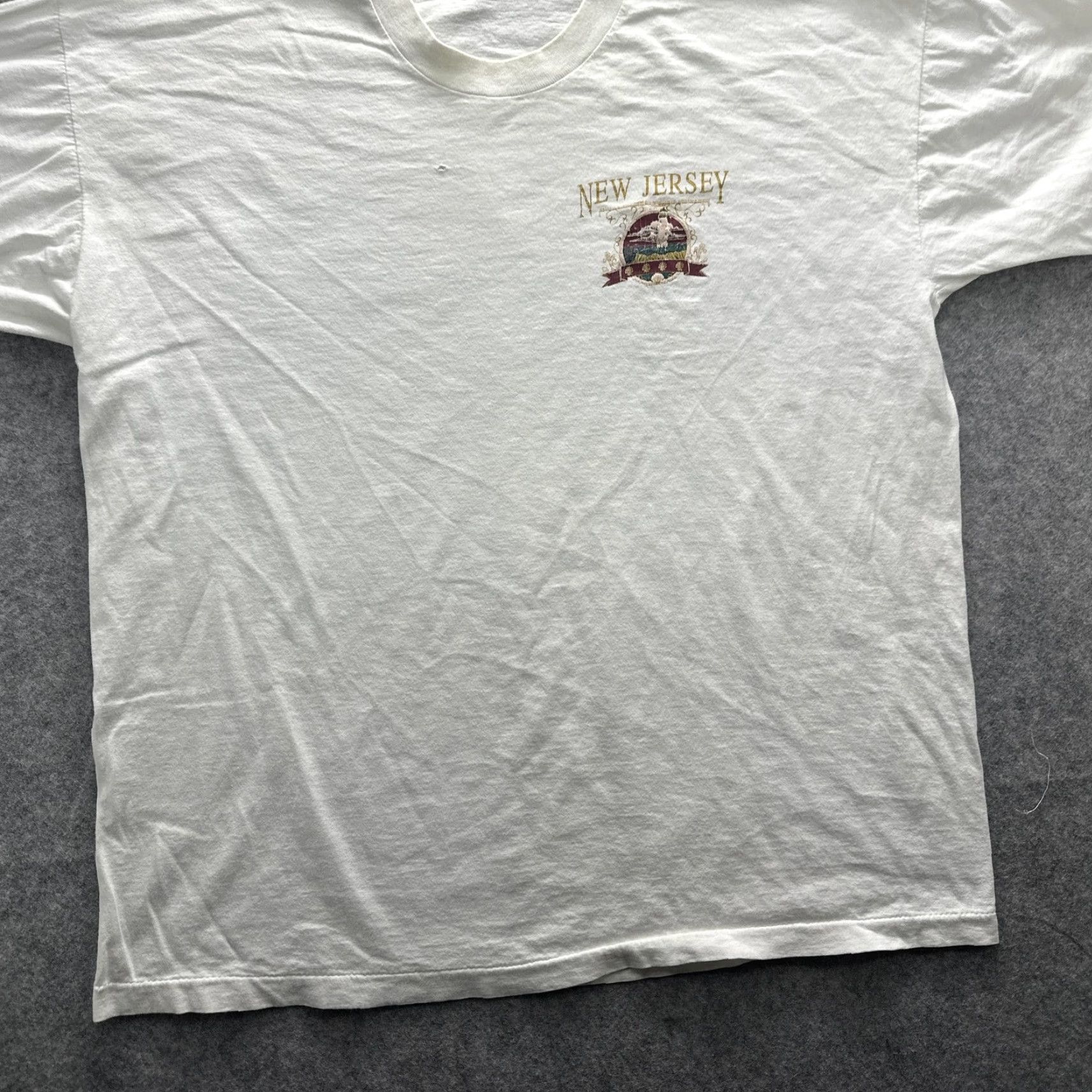 Vintage VINTAGE New Jersey Shirt Mens Large White Graphic Short Sleeve Crewneck Tee SS Size US L / EU 52-54 / 3 - 3 Thumbnail