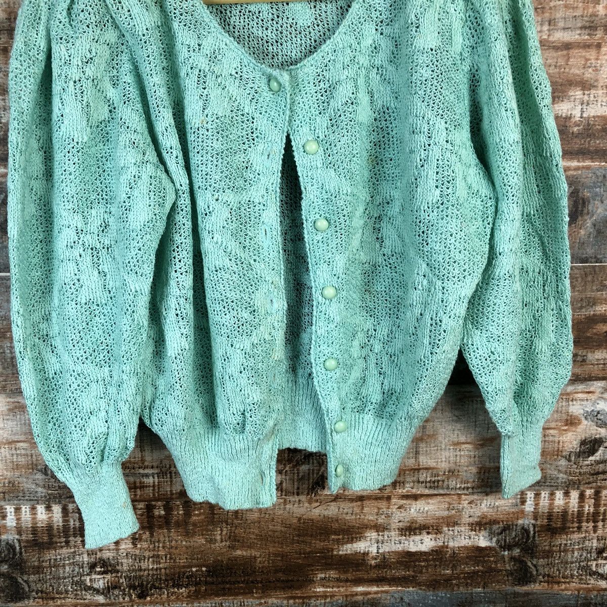 Homespun Knitwear × Japanese Brand Framboise Green Cardigan Knitwear #A963 Size S / US 4 / IT 40 - 6 Thumbnail