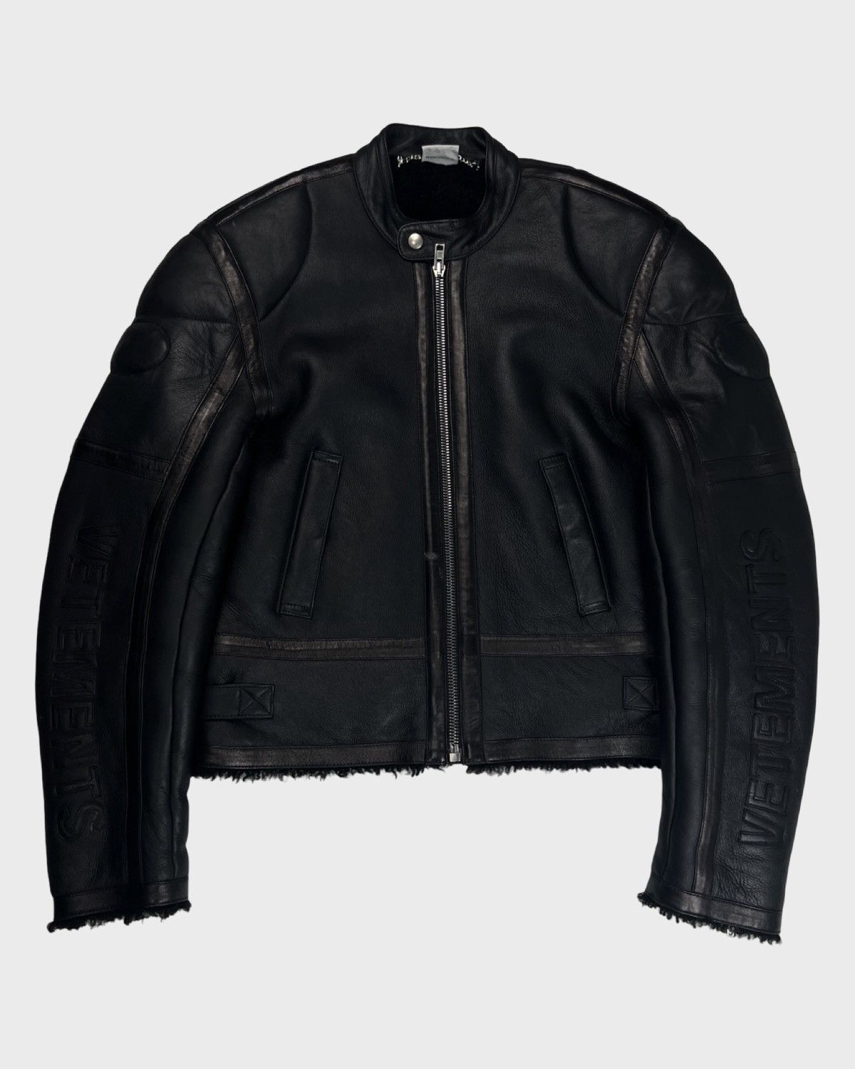 Balenciaga VETEMENTS SHEEPSKIN SHEARLING LEATHER MOTO RACING JACKET Size US M / EU 48-50 / 2 - 1 Thumbnail