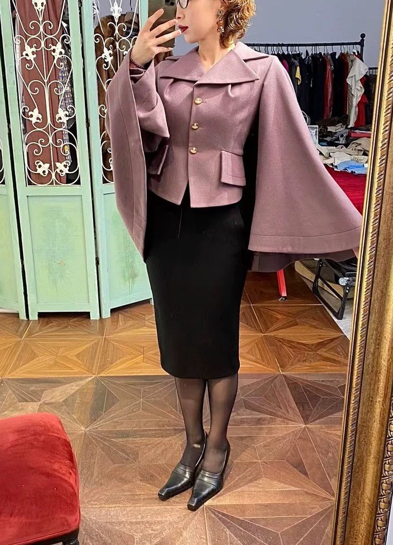 Vivienne Westwood Vivienne Westwood Grayish-purple cloak-style wool coat Size M / US 6-8 / IT 42-44 - 4 Thumbnail
