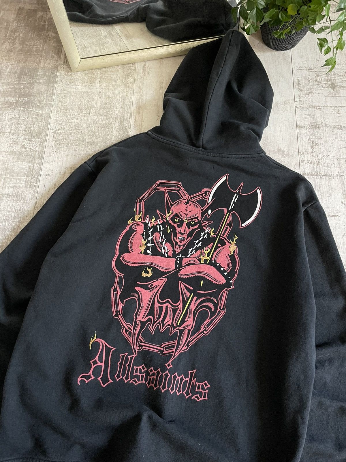 Allsaints Allsaints Devil Fire Skull Hoodie Oversized Fit Size US M / EU 48-50 / 2 - 4 Thumbnail