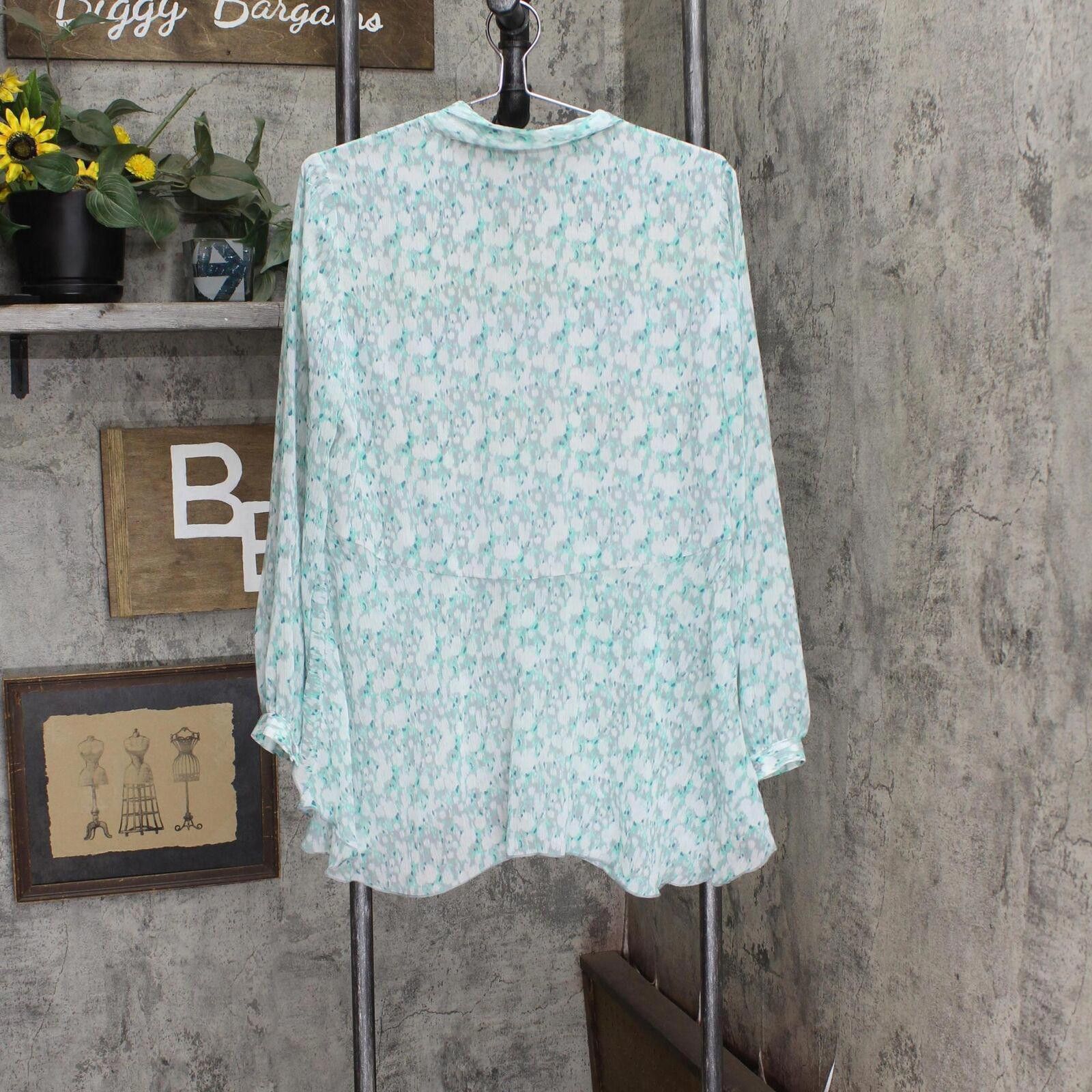 Designer NEW LC Lauren Conrad Lined Blouse Shirt Top Blue Green M Size M / US 6-8 / IT 42-44 - 2 Thumbnail