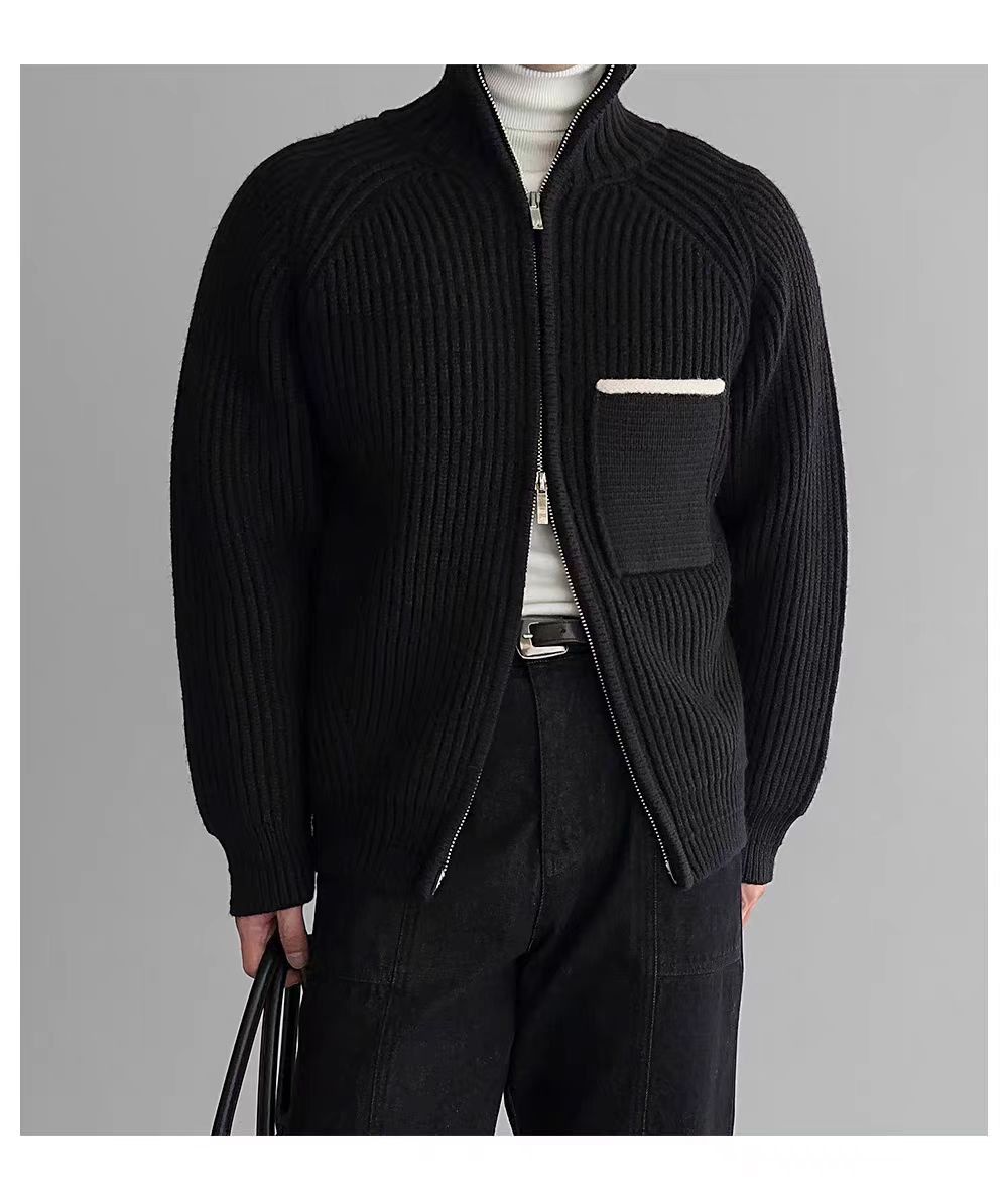 Japanese Brand Vintage Black Double Zipper Knit Stand-Up XL Jacket Coat Size US XL / EU 56 / 4 - 6 Thumbnail