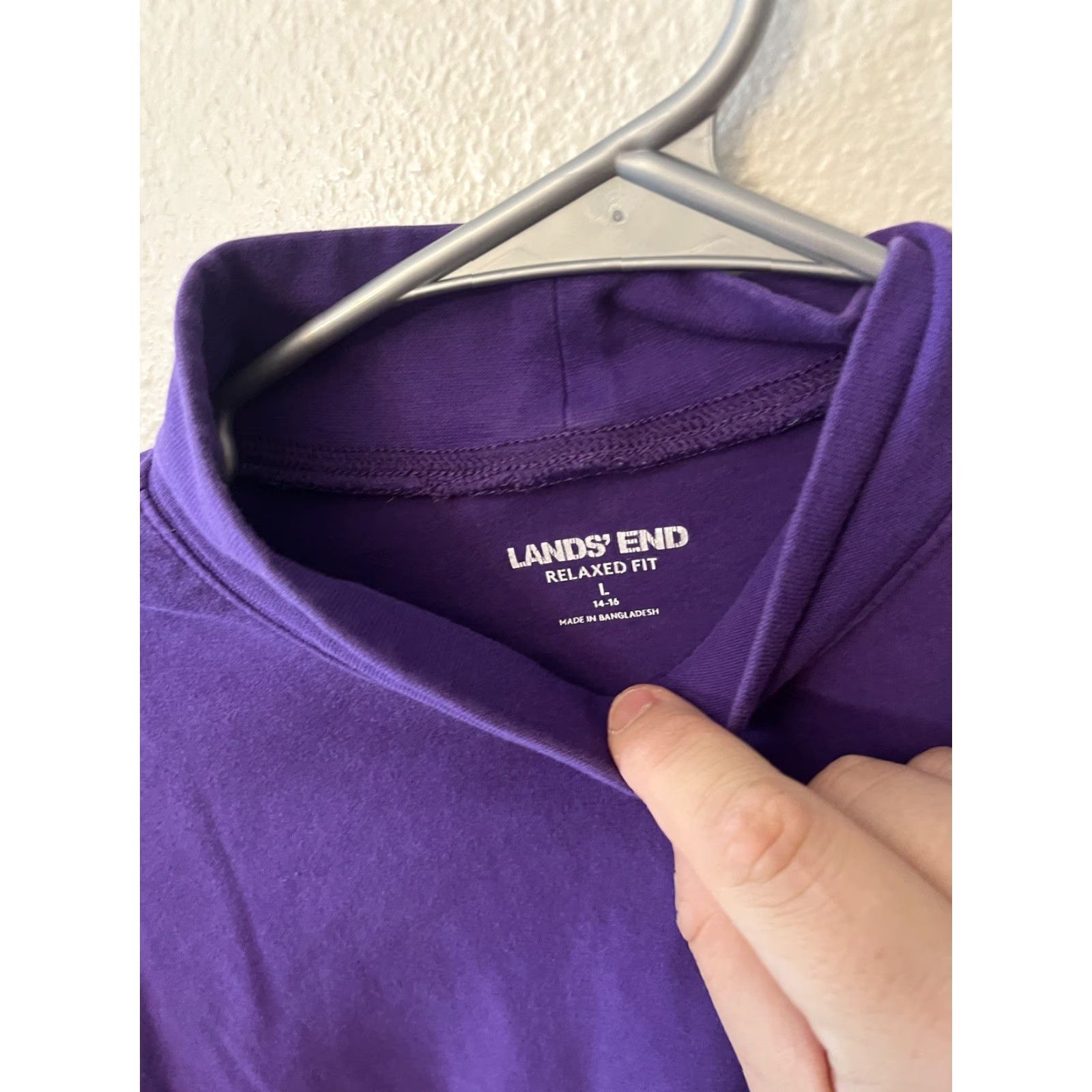 Lands' End Lands' End Shirt Womens Large Purple Mock Neck Long Sleeve Relaxed Fit Pullover Size L / US 10 / IT 46 - 2 Thumbnail