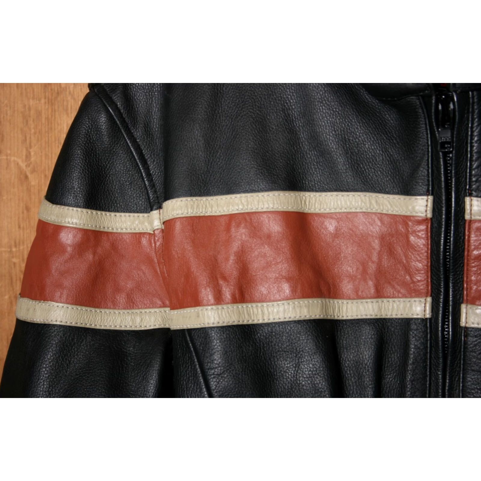 Vintage VINTAGE Leather King Jacket Women 3XL Black Striped Biker Leather King Jacket 3XL Women's Size XXL / US 16-18 / IT 52-54 - 3 Thumbnail