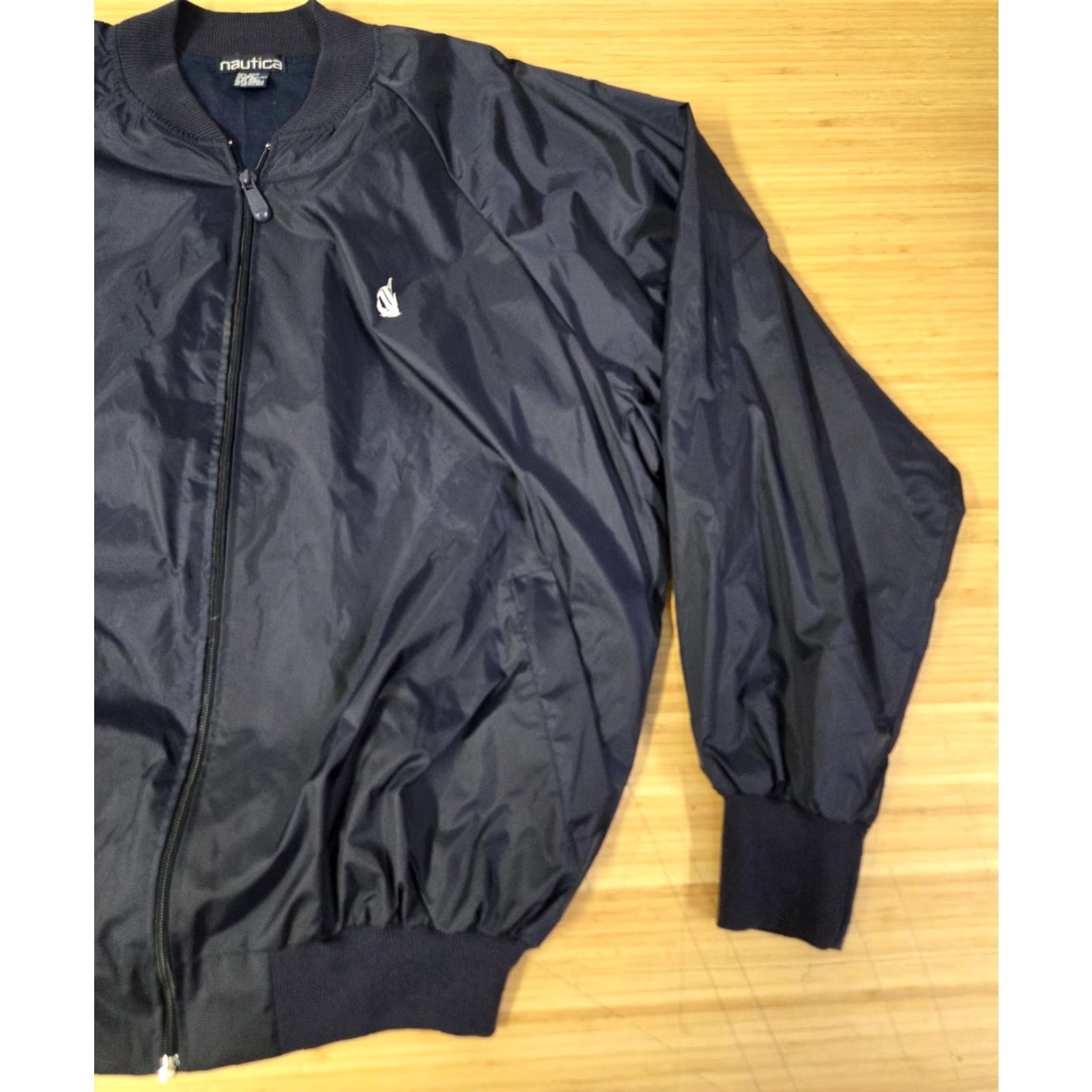 Nautica Nautica Jacket Mens One Size Navy Blue Nylon Windbreaker Full Zip Spell Out Logo Navy Blue Windbreaker Nautica Logo Size US M / EU 48-50 / 2 - 2 Thumbnail