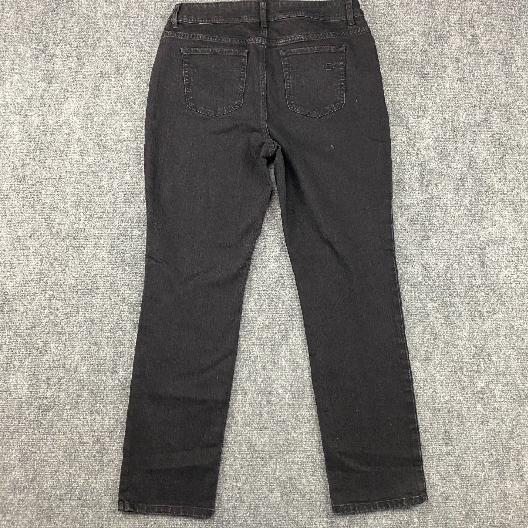 Vintage Chico's Jeans Women's 1.5 Bootcut Dark Wash Distressed Black Denim Stretch Pocket Logo Belt Loops Regular 32" Inseam Denim Jeans Womens Size 26" / US 2 / IT 38 - 5 Thumbnail