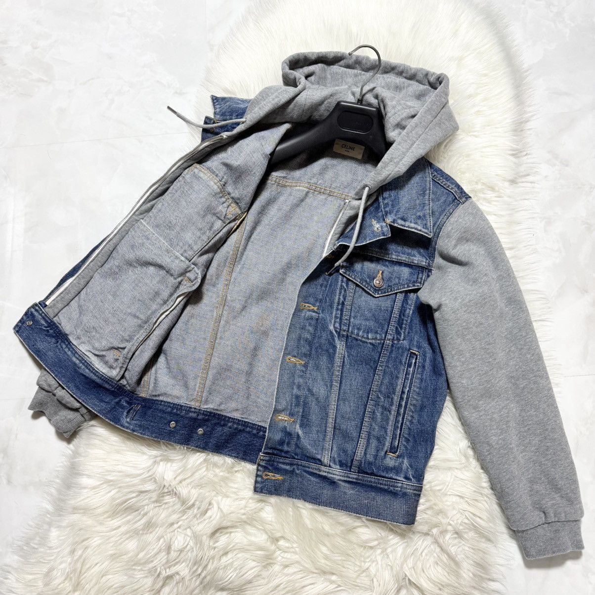 Celine Celine Union Wash Hooded Sweat Docking Trucker Denim Jacket Size XS / US 0-2 / IT 36-38 - 7 Thumbnail