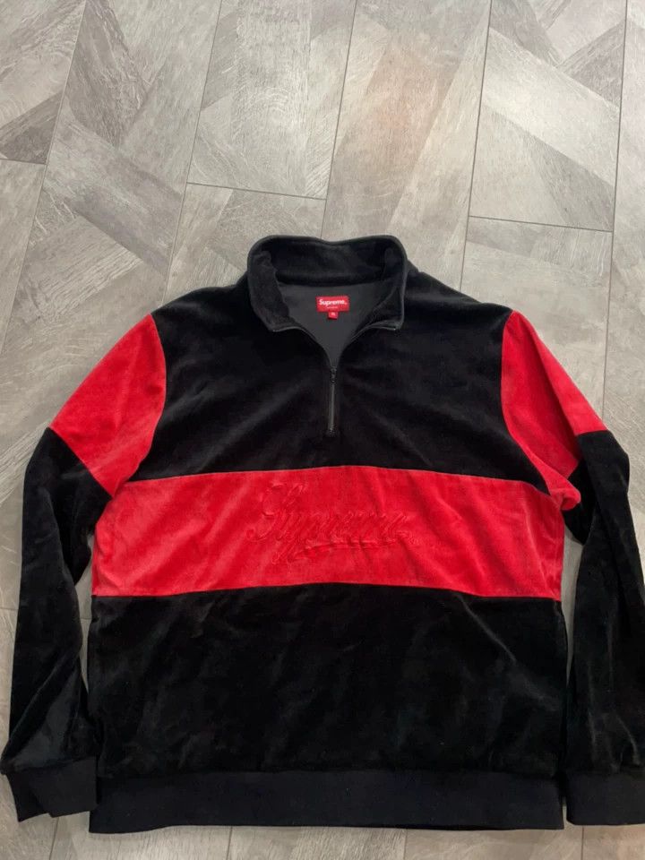 Supreme Supreme Velvet High Neck Black Red Hoodie Size US XL / EU 56 / 4 - 1 Thumbnail