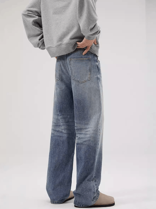 Japanese Brand × Jean Men's trendy blue whisker American cleanfit straight jeans Size US 32 / EU 48 - 4 Thumbnail