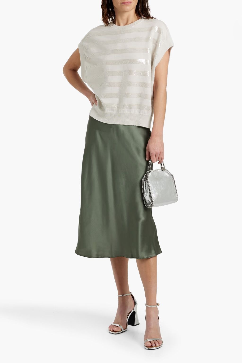 Brunello Cucinelli o1y0825 Crewneck Sleeveless Sweater in White Size M / US 6-8 / IT 42-44 - 2 Thumbnail