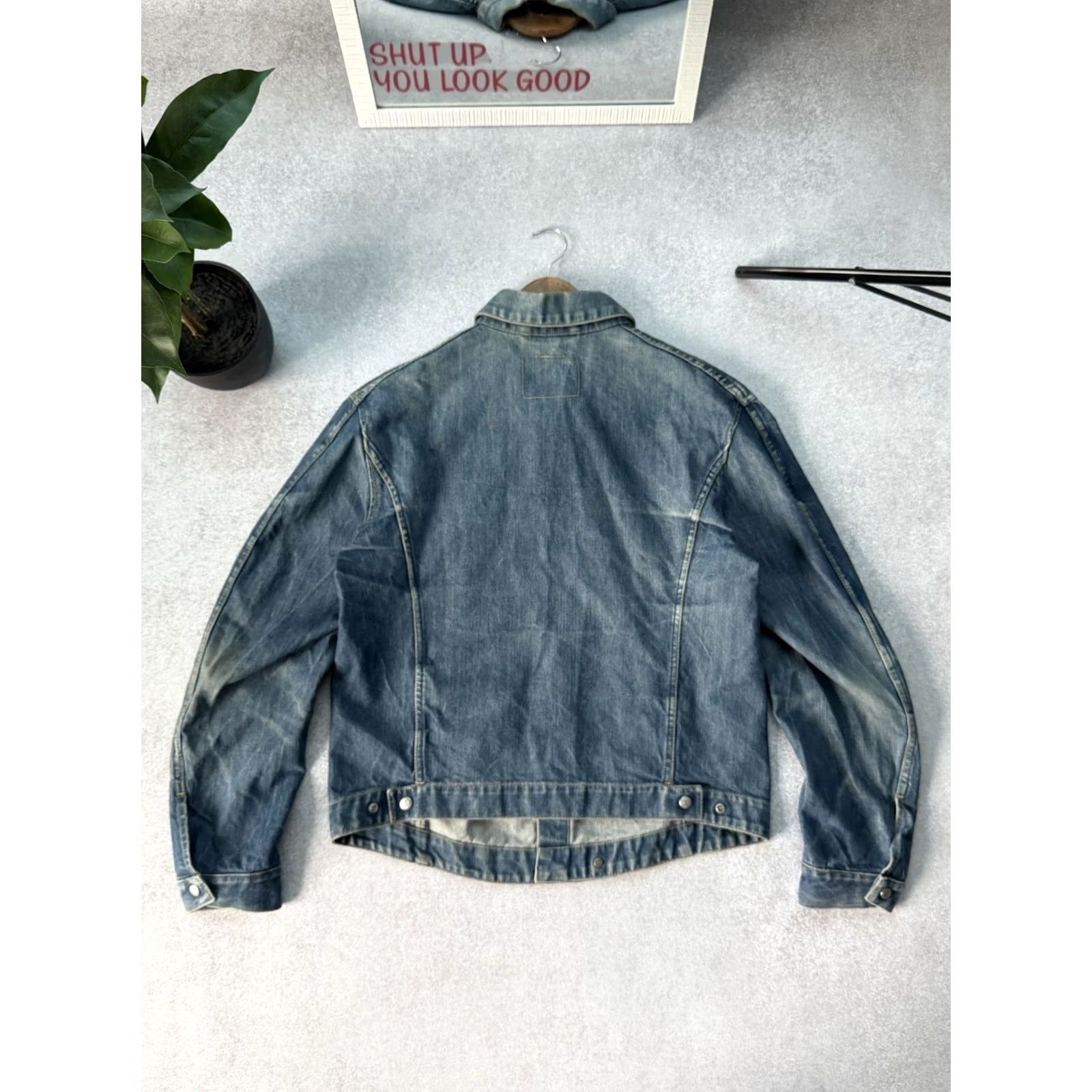 Denime VINTAGE Levis Engineered Jeans 90s Button Up Denim Jacket Men L Blue Denim Jacket Bomber Style Casual Streetwear 90s Mens Button Up Pockets Size US 33 - 4 Thumbnail