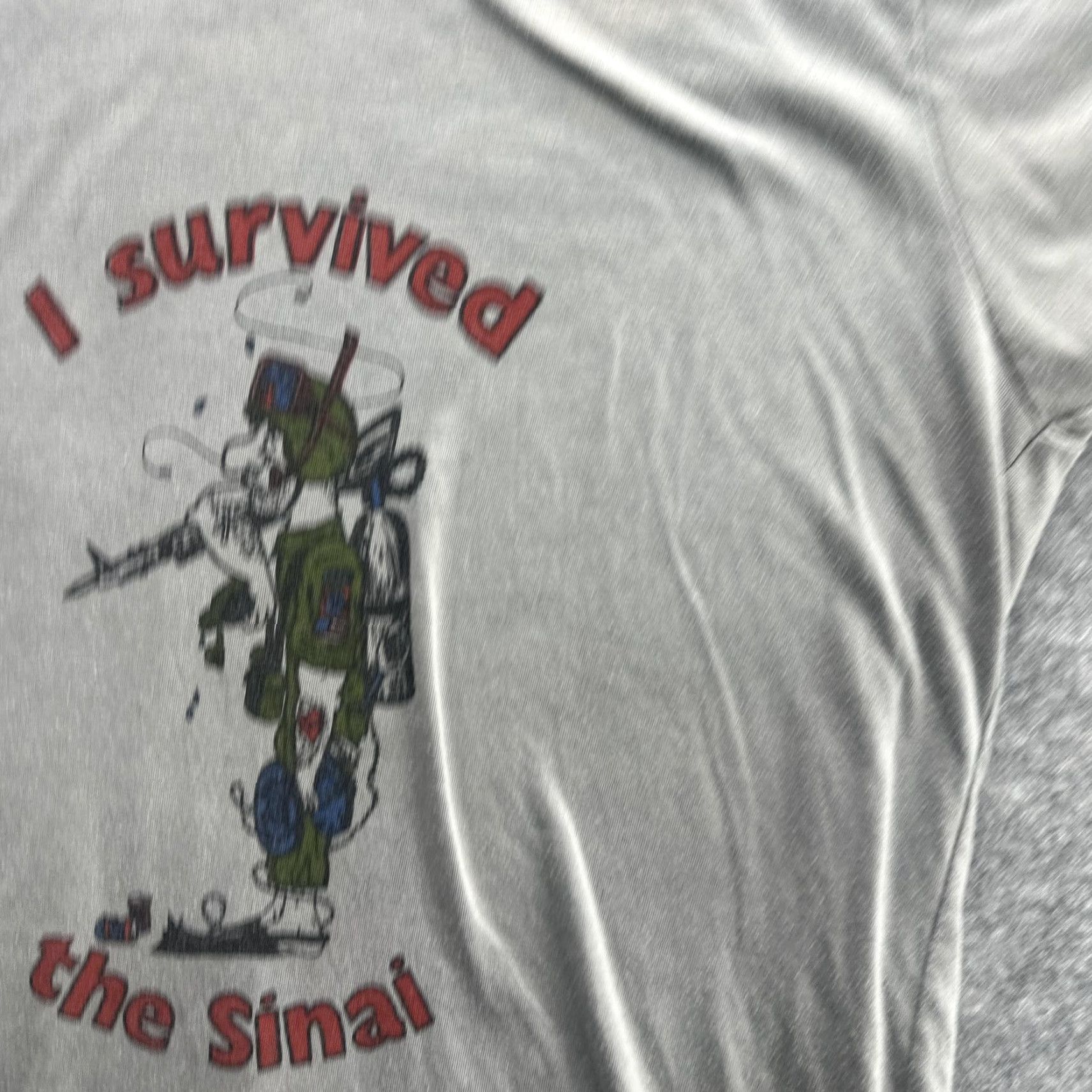 Vintage VINTAGE I Survived The Sinai Shirt Mens Medium T-Shirt Military 1980s Gray Graphic Print 80s Mens Size US M / EU 48-50 / 2 - 6 Thumbnail