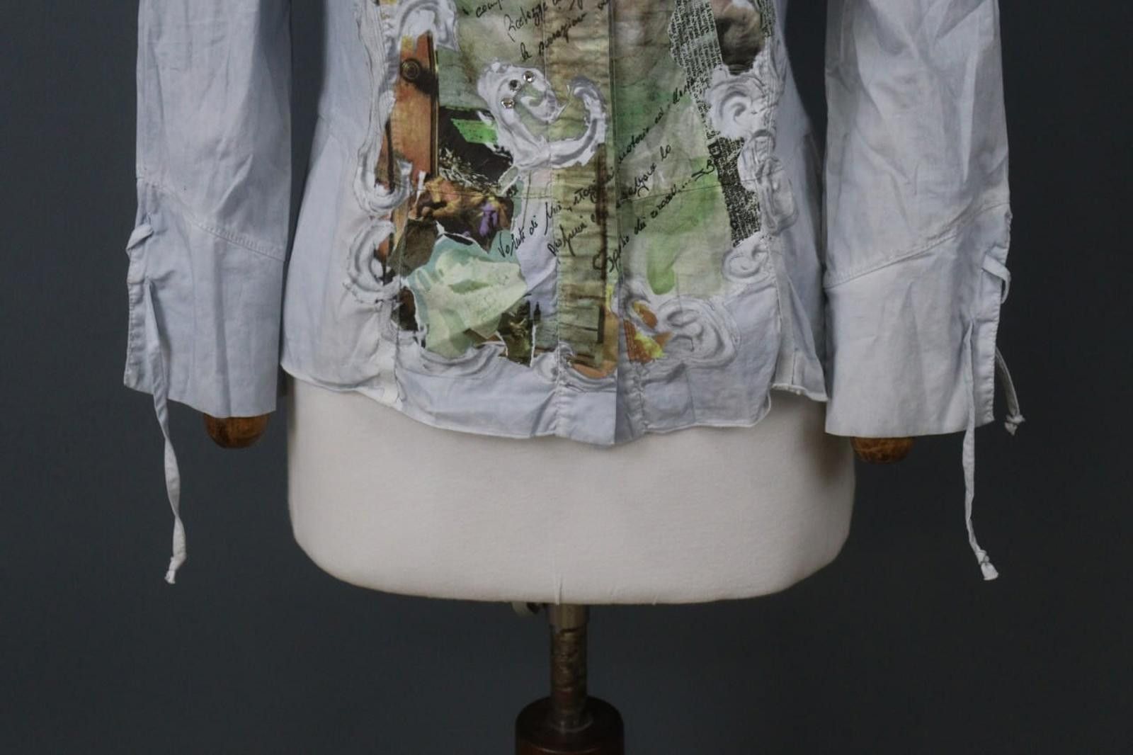 Bottega Veneta Bottega Blue Cotton Graphic Print Lace Up Blouse Top Size S Size S / US 4 / IT 40 - 3 Thumbnail