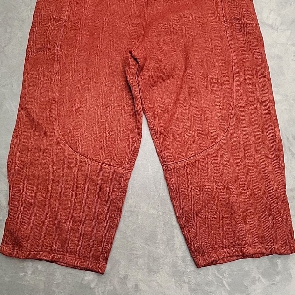 Vintage Sunday St Tropez Pants Womens M Red Cropped Relaxed Boho Lagenlook Linen Viscose Pockets Straight Size 32" / US 10 / IT 46 - 2 Thumbnail