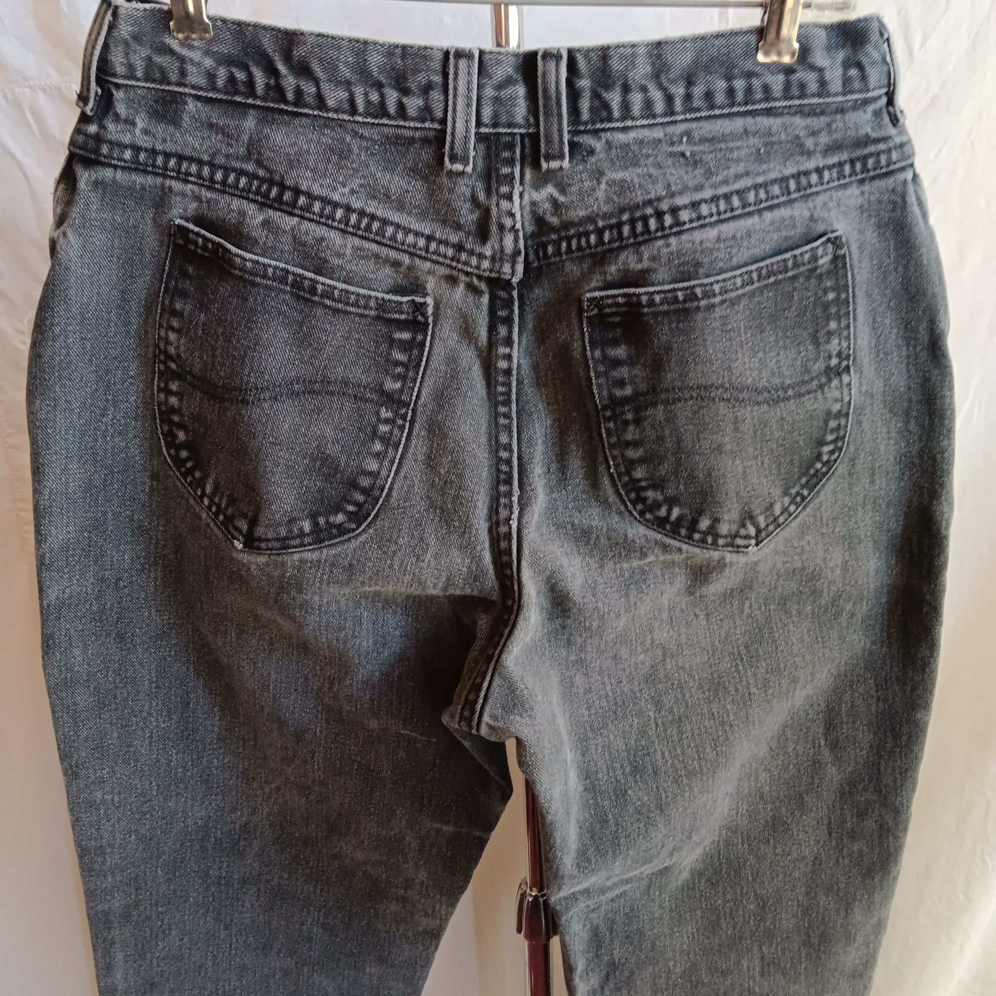 Lee Vintage Women's Jeans 14 32x28 Lee Black Faded Denim Distres Size 36" / US 14 / IT 50 - 8 Thumbnail