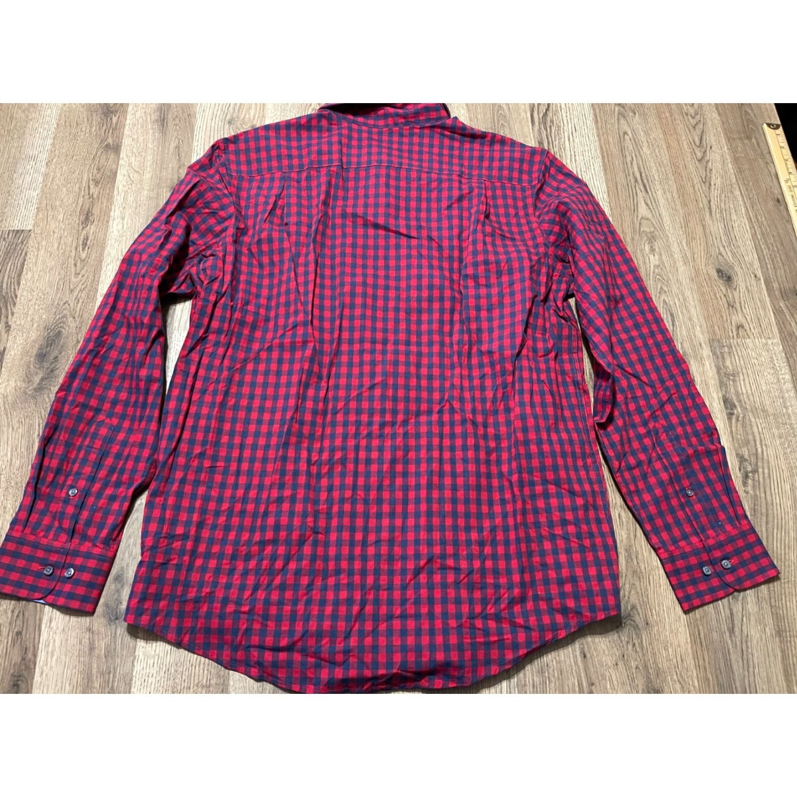 George George Shirt Mens XL Blue Red Plaid Button-Up Long Sleeve Classic Fit Size US XL / EU 56 / 4 - 2 Thumbnail