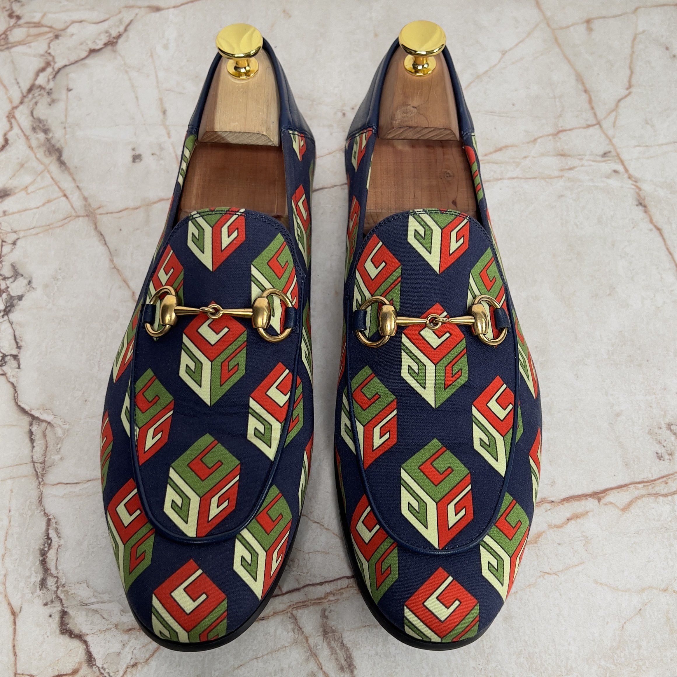 Gucci Canvas Mr. Porter Cube Horsebit Loafers Blue Fabric Size US 8.5 / EU 41-42 - 3 Thumbnail