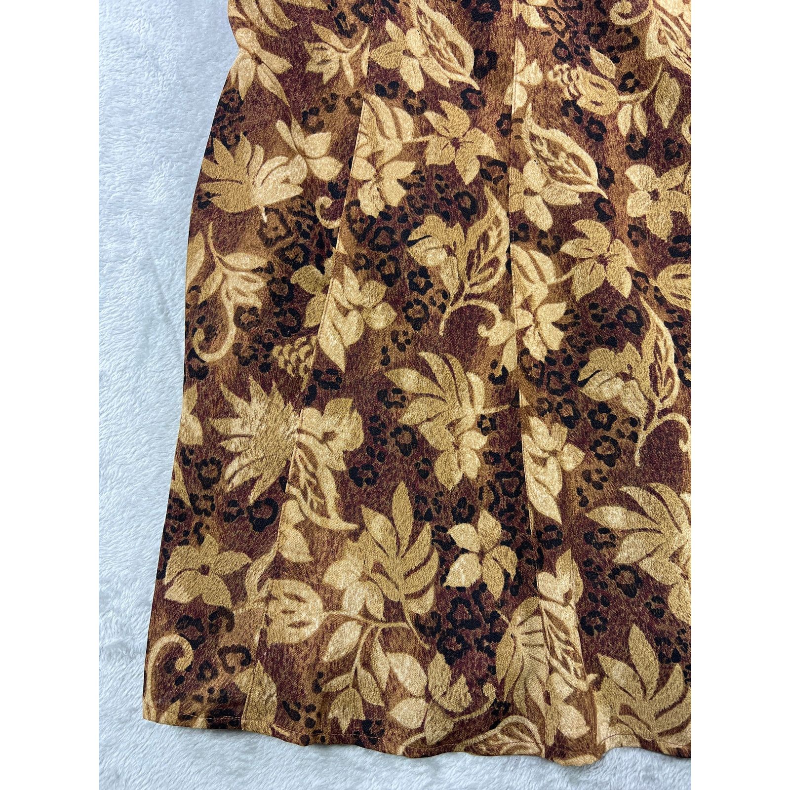 Other Brown Floral Leopard Midi Skirt 18 Boho Earth Tone A Line Size 40" / US 18 - 8 Thumbnail