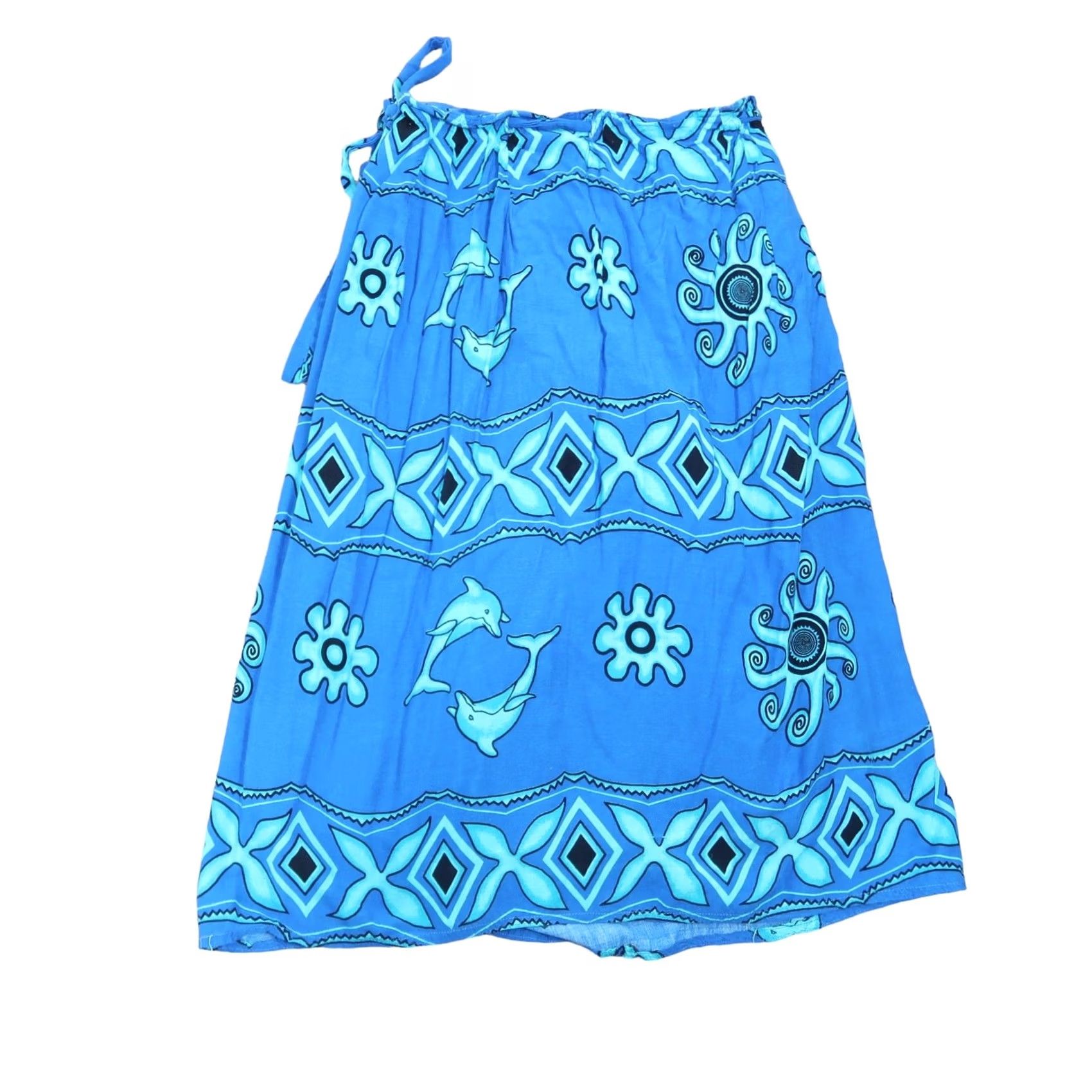 Vintage VINTAGE Skirt Womens M Blue 90s dolphin wrap sarong skort cover Size 32" / US 10 / IT 46 - 3 Thumbnail