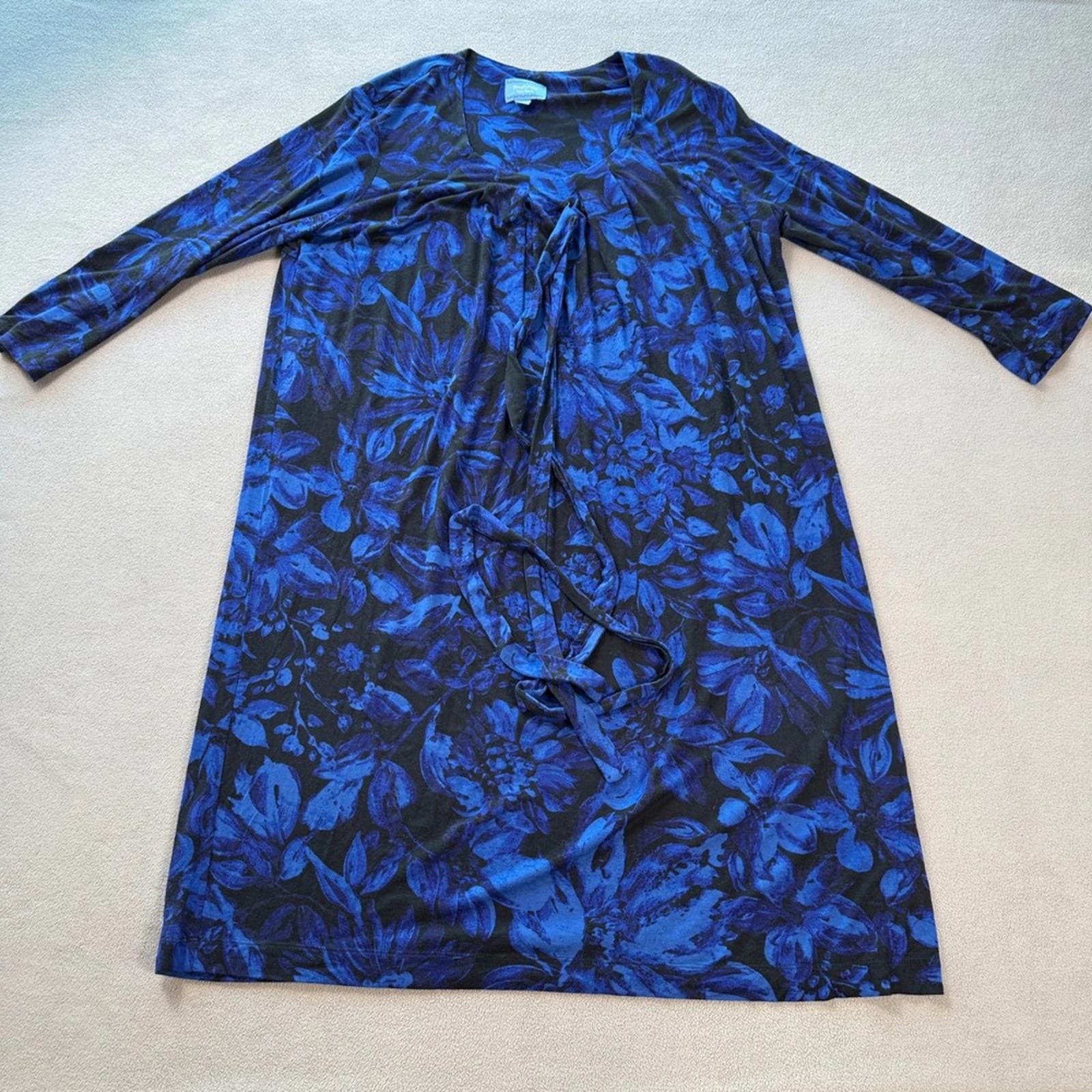 Other Simply Vera Vera Wang Dress Women XL Blue Black Floral Print Size XL / US 12-14 / IT 48-50 - 1 Thumbnail