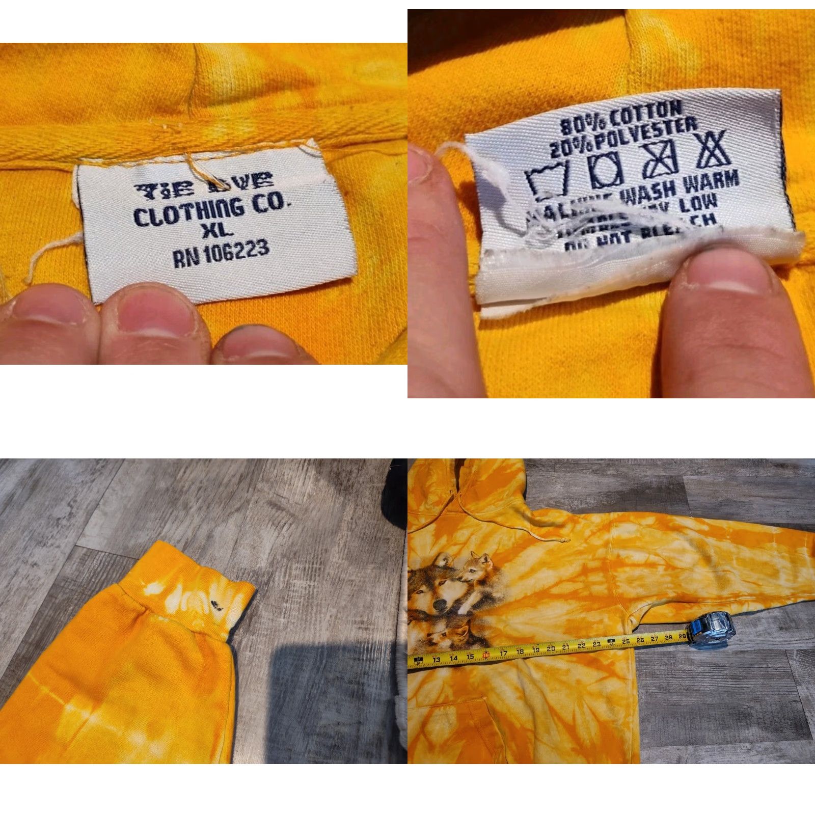 CO Tie Dye Clothing Co Tie Dye Hoodie Mens Size XL Wolves Orange Yellow Victory Tigers Nightfall Size US XL / EU 56 / 4 - 8 Thumbnail