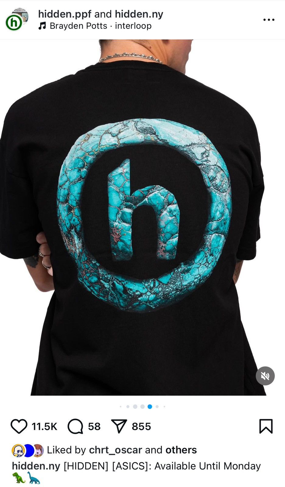 Asics × HIDDEN HiDDEN.PPF ANCiENT TURQUOiSE H LOGO TEE Size US L / EU 52-54 / 3 - 13 Thumbnail