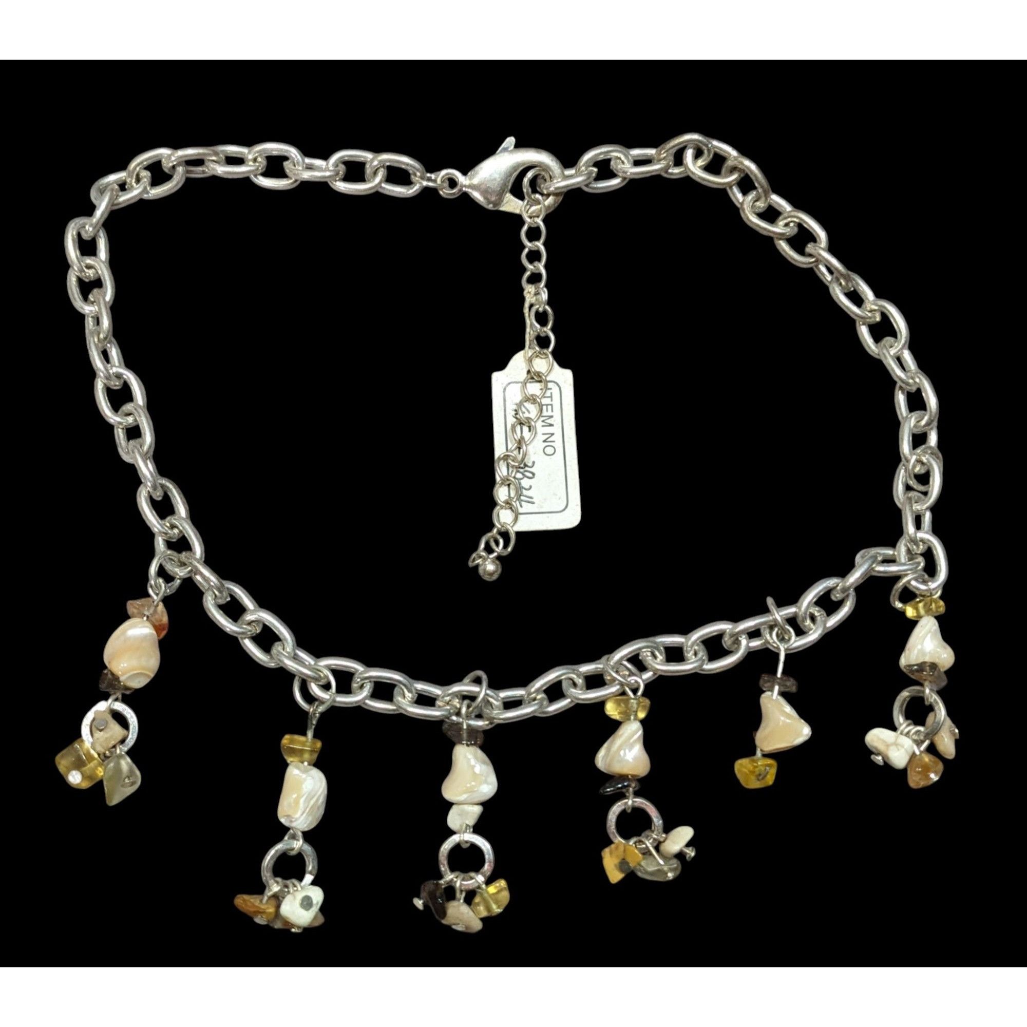 Handmade Handmade Gemstone Chip Fringe Necklace On Silver Tone Chain Size ONE SIZE - 1 Thumbnail