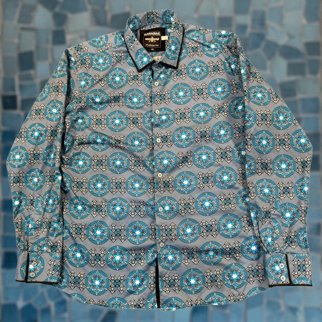 Vintage Barabas Shirt Men 2XL Geometric Long Sleeve All Over Print Cotton Preppy Shirt Size US XXL / EU 58 / 5 - 1 Thumbnail