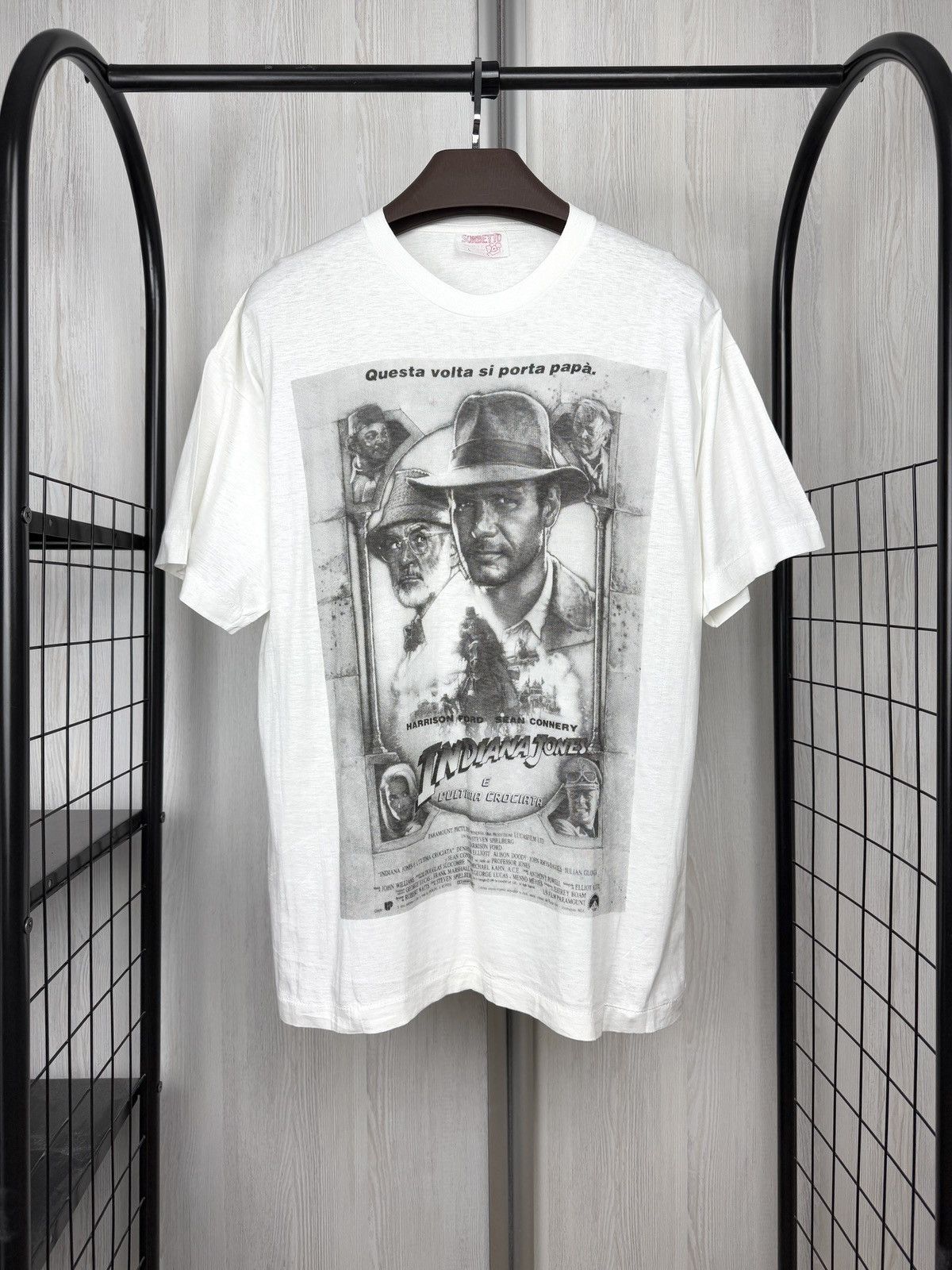 Vintage 80s 1989 Indiana Jones Last Crusade movie tee shirt