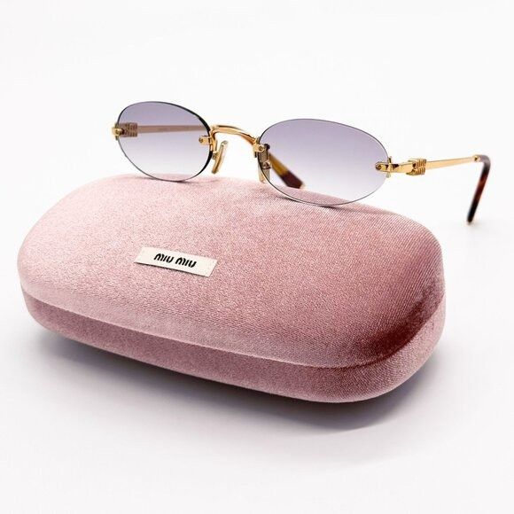 Miu Miu NEW MIU MIU SUNGLASSES MUA54S 5AK04O OVAL GOLD WOMEN SUNGLAS Size ONE SIZE - 2 Thumbnail