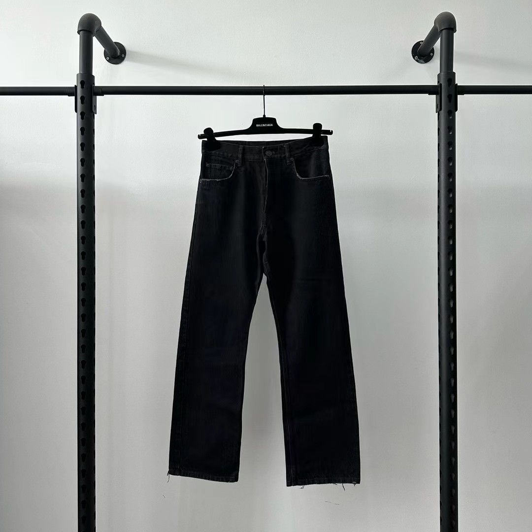 image of Balenciaga Fw22 Distressed Jeans in Black Denim, Men's (Size 30)