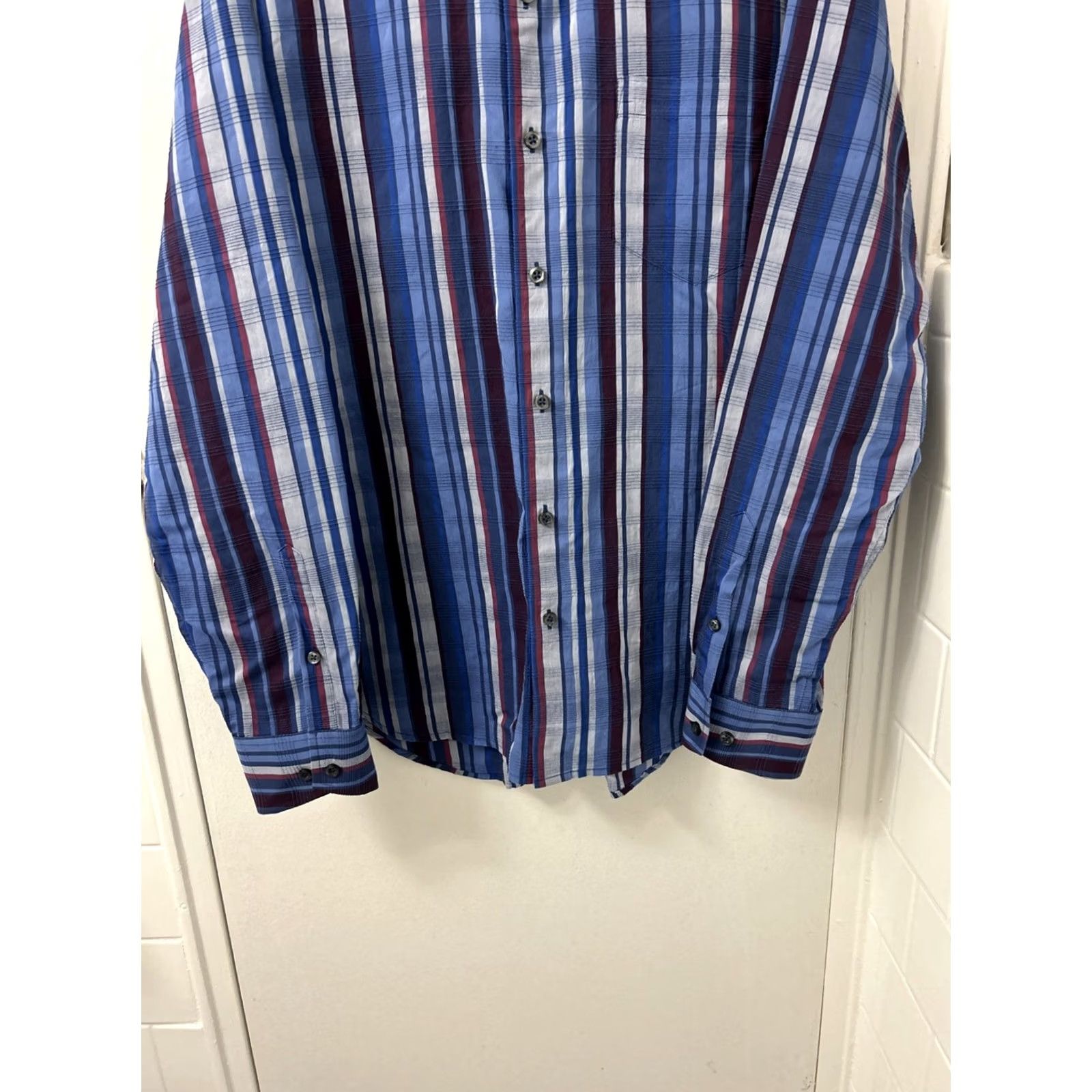 Tommy Bahama Tommy Bahama Shirt Mens Medium Blue Striped Cotton Silk Hawaiian Button Down L/S Size US M / EU 48-50 / 2 - 3 Thumbnail