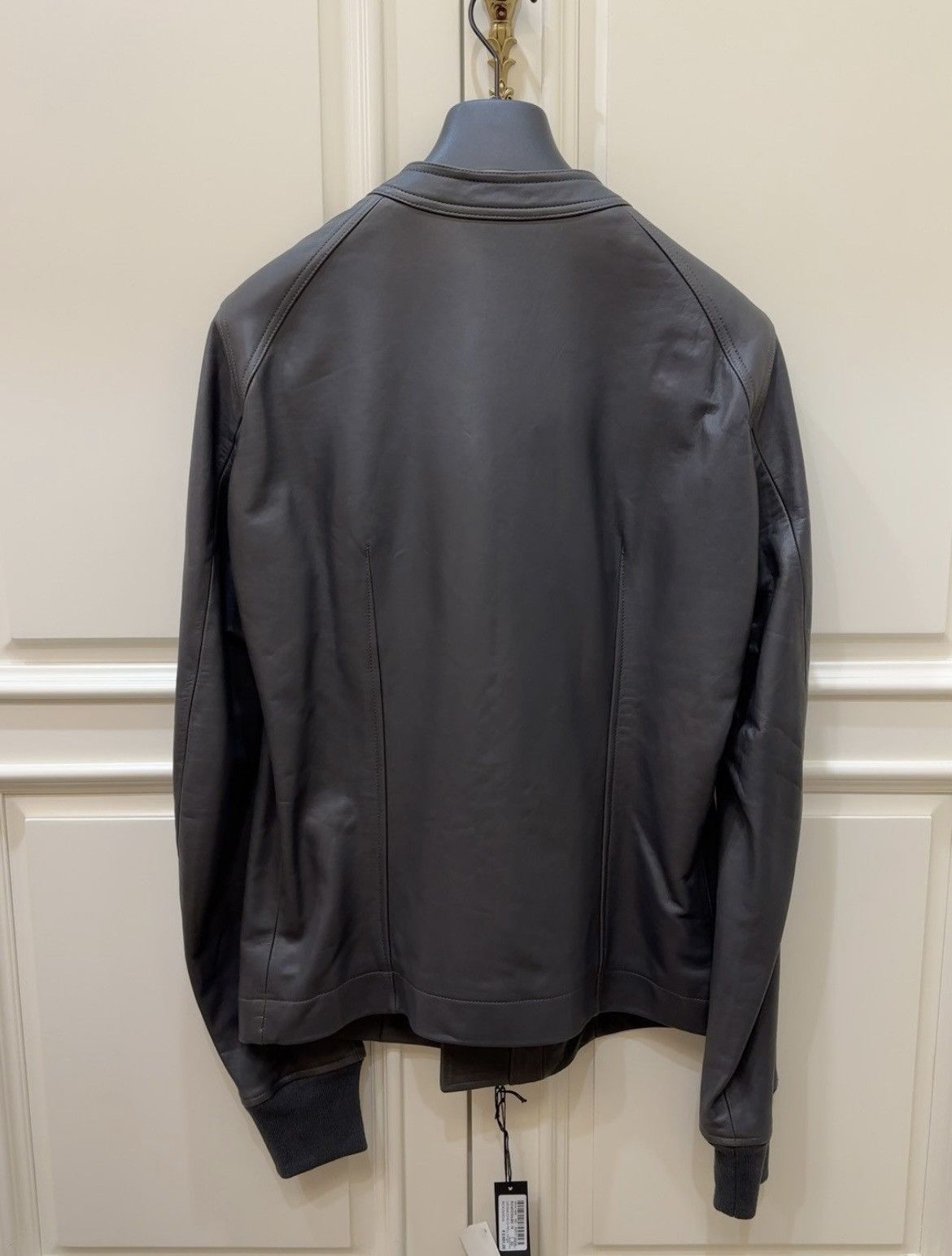 Rick Owens INTARSIA DARK DUST CALF LEATHER JACKET [BRAND NEW 