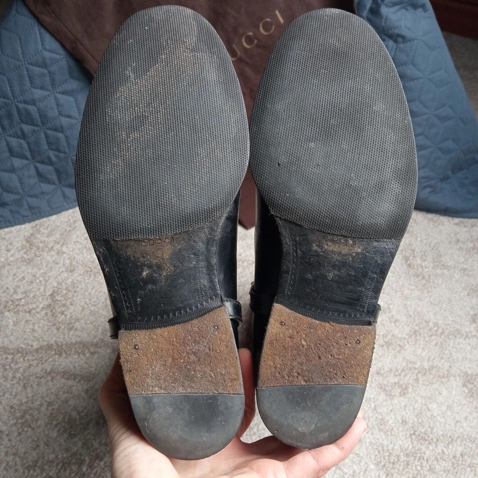 Gucci Black Leather Riding Boots with G Strap Size US 7 / IT 37 - 20 Thumbnail