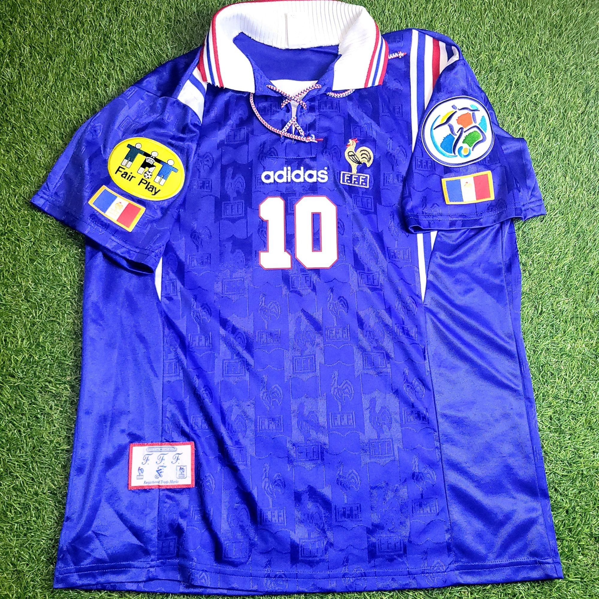 Adidas Zidane France Adidas 1996 EURO CUP Soccer Jersey Shirt L Size US L / EU 52-54 / 3 - 2 Thumbnail