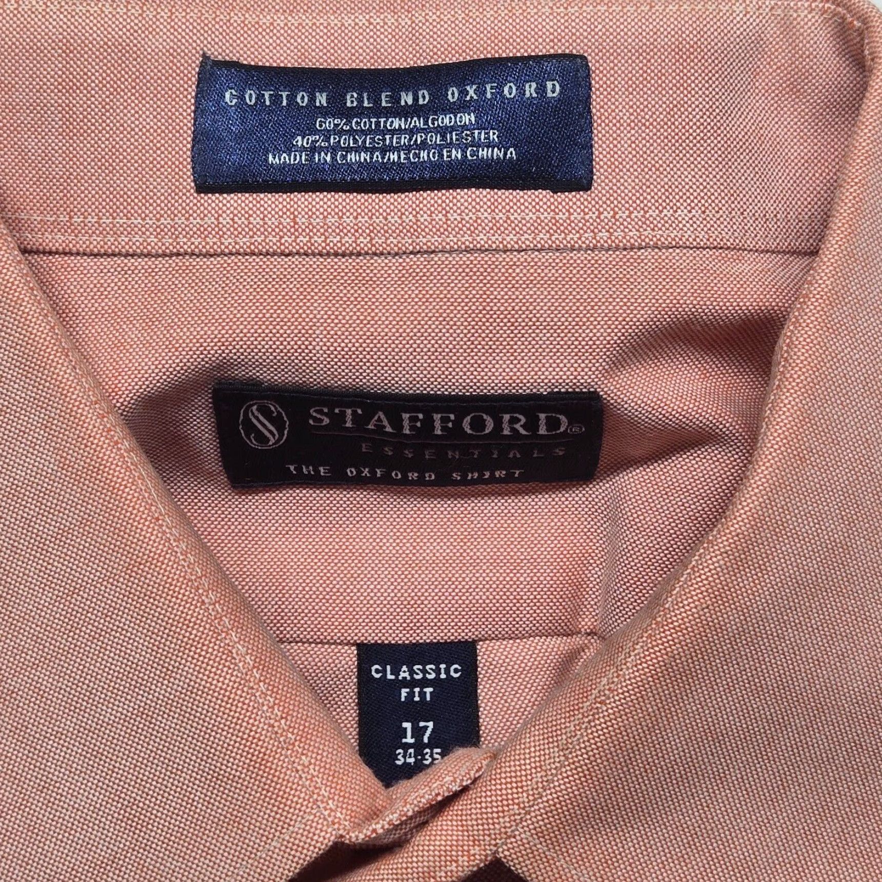Stafford VINTAGE Stafford Shirt Men's Long Sleeve Button-Up Adult Size 17 Red Cotton Blend 90s Size US XL / EU 56 / 4 - 3 Thumbnail