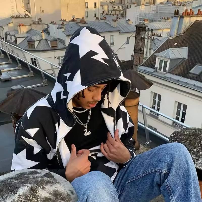 Japanese Brand × Vintage star zip-up hoodie Size US XL / EU 56 / 4 - 1 Thumbnail