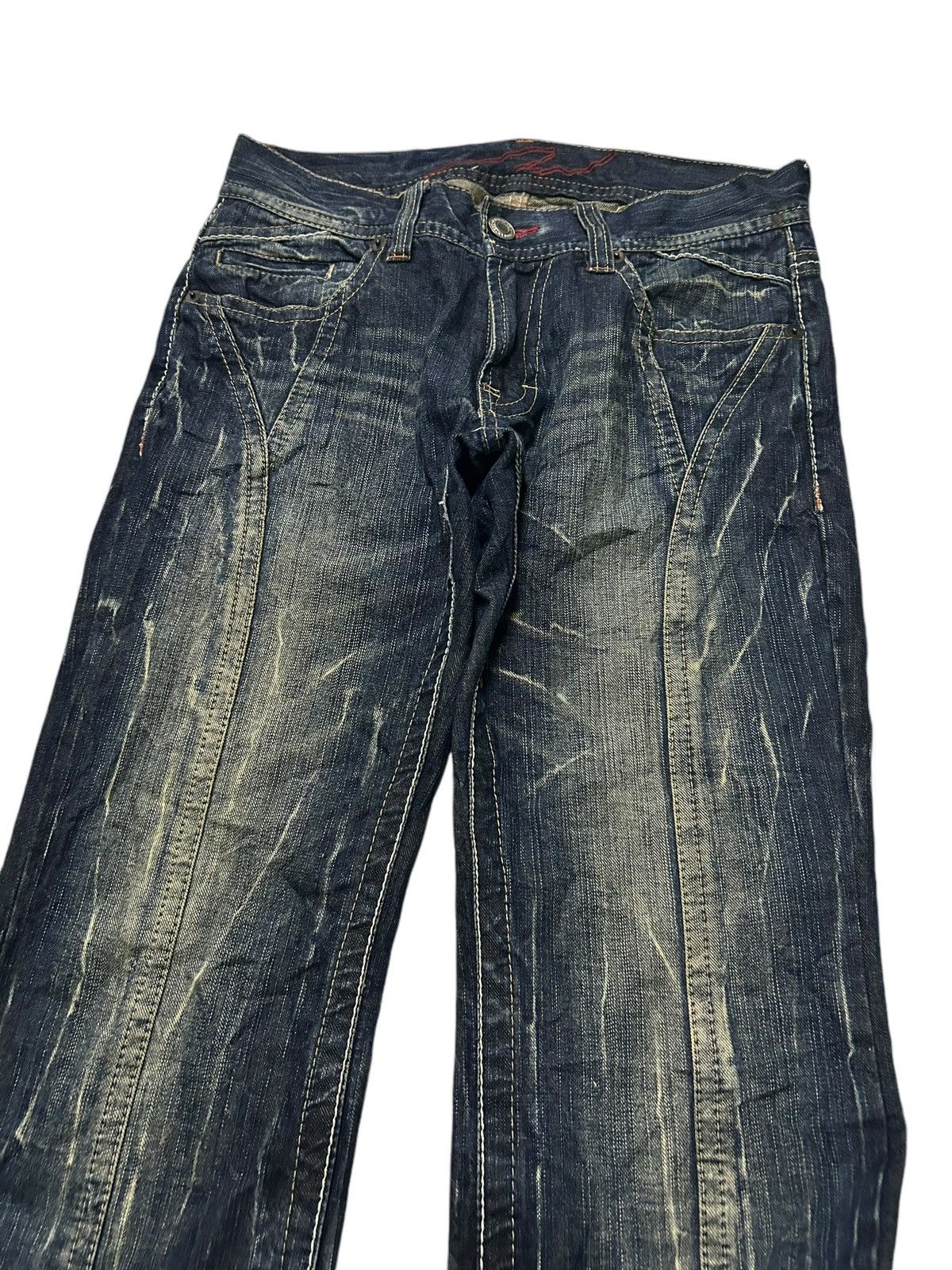 If Six Was Nine × KMRii × Le Grande Bleu (L.G.B.) FLARE THREE STONES THROW JAPANESE PUNK STYLE DENIM ☠️🎌🎌☠️ Size US 31 - 5 Thumbnail