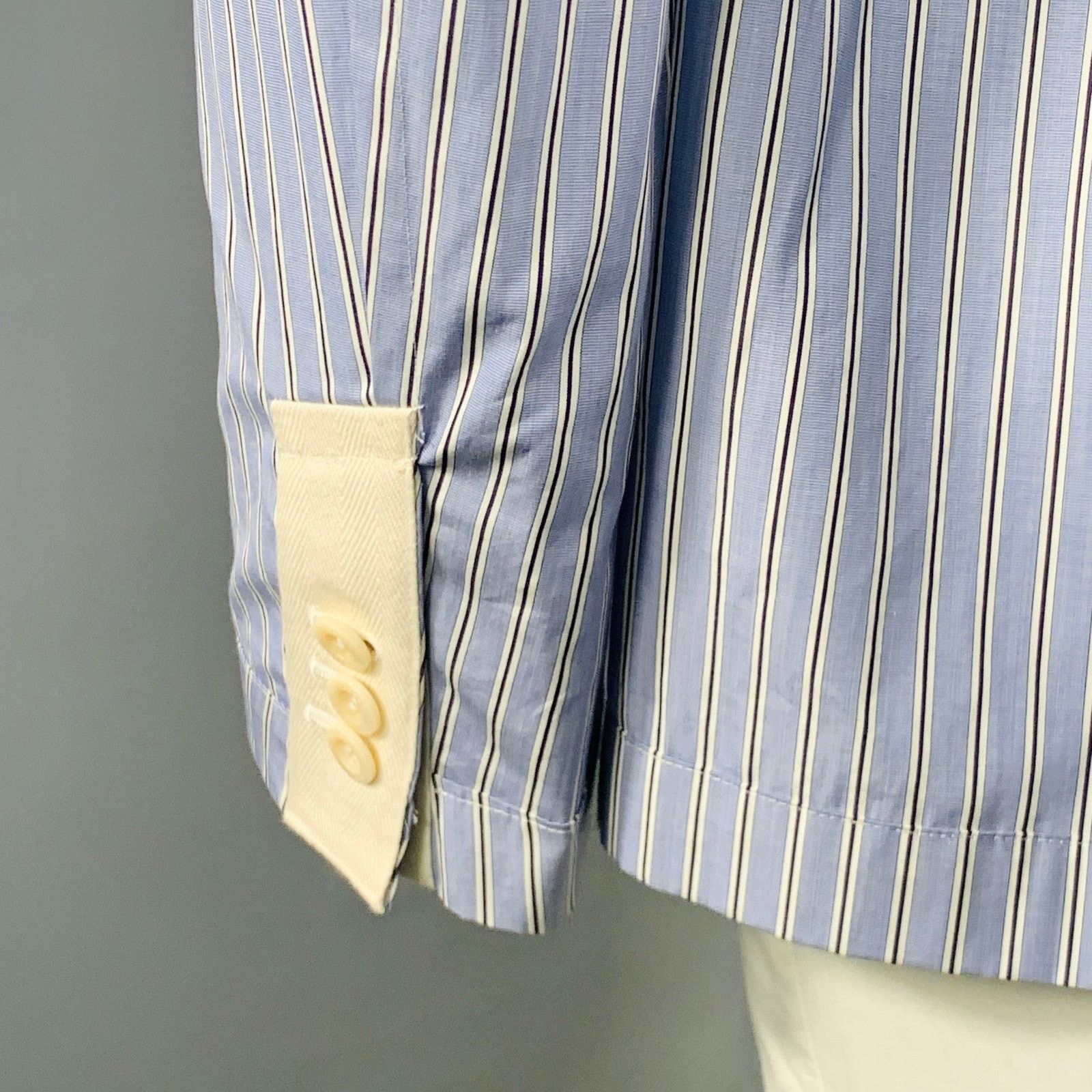 Sacai SACAI Regular Light Blue White Stripe Cotton Sport Coat Size 44R - 5 Thumbnail