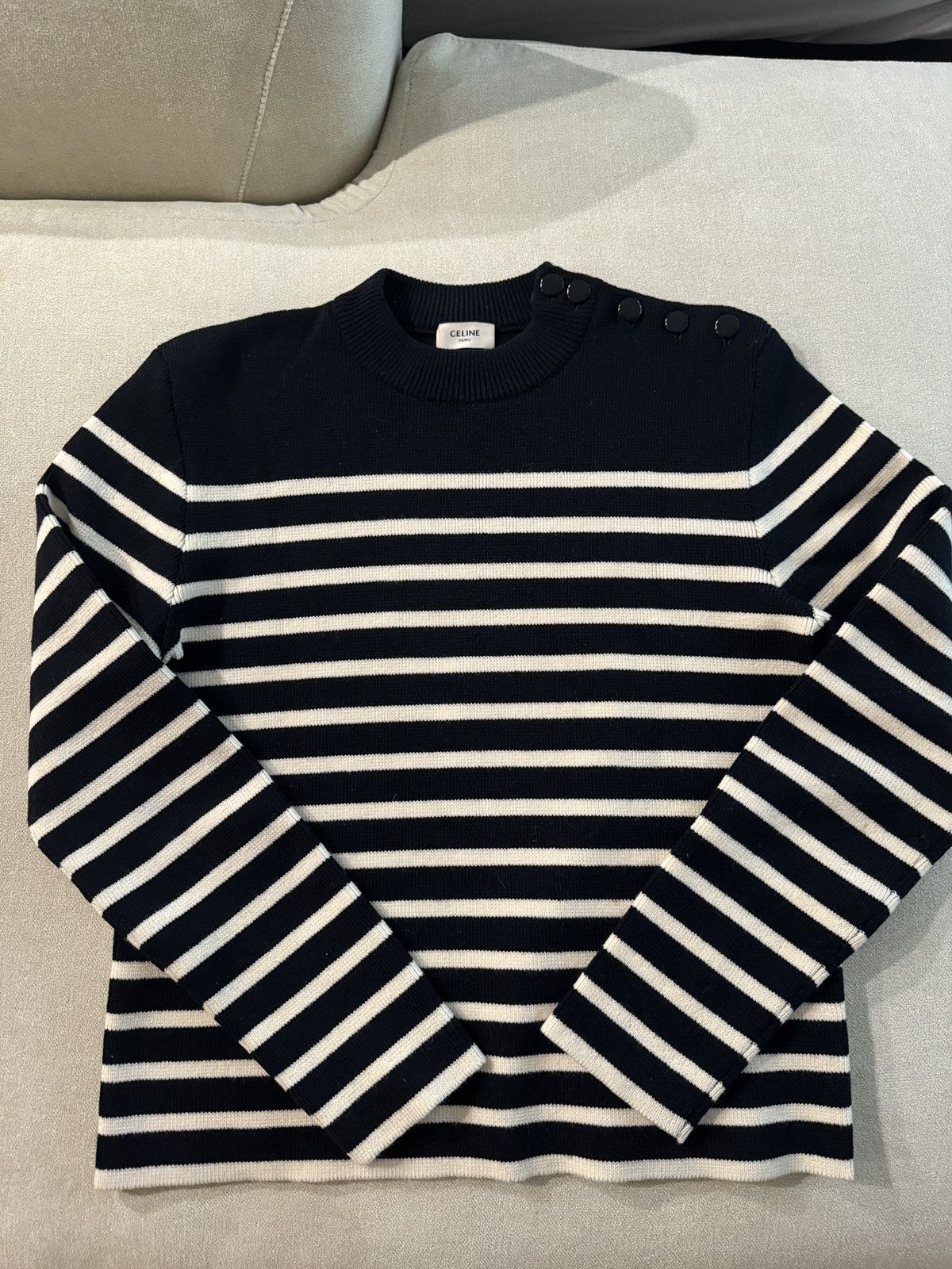 Celine Breton Stripe Crew Neck Knit Size US S / EU 44-46 / 1 - 2 Thumbnail
