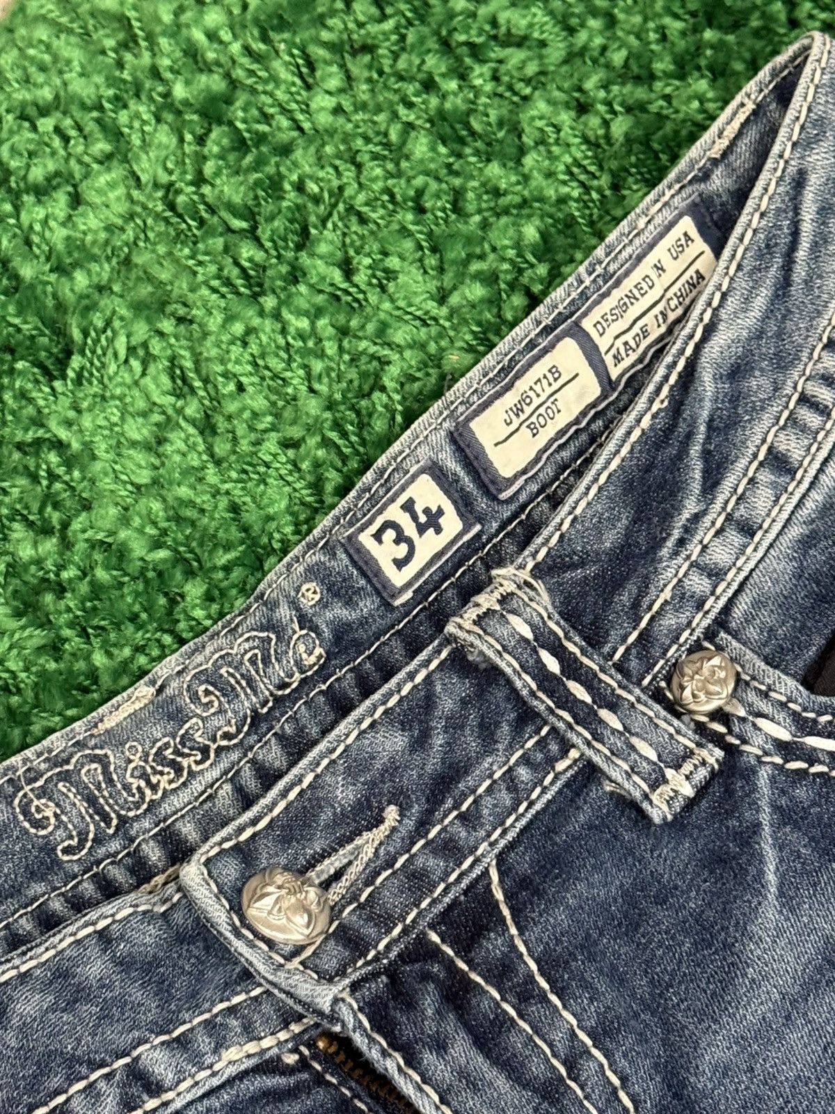 Miss Me Miss Me Embroidered Web Flap Pocket Contrast Stitch Denim 34 Size 34" / US 12 / IT 48 - 9 Thumbnail