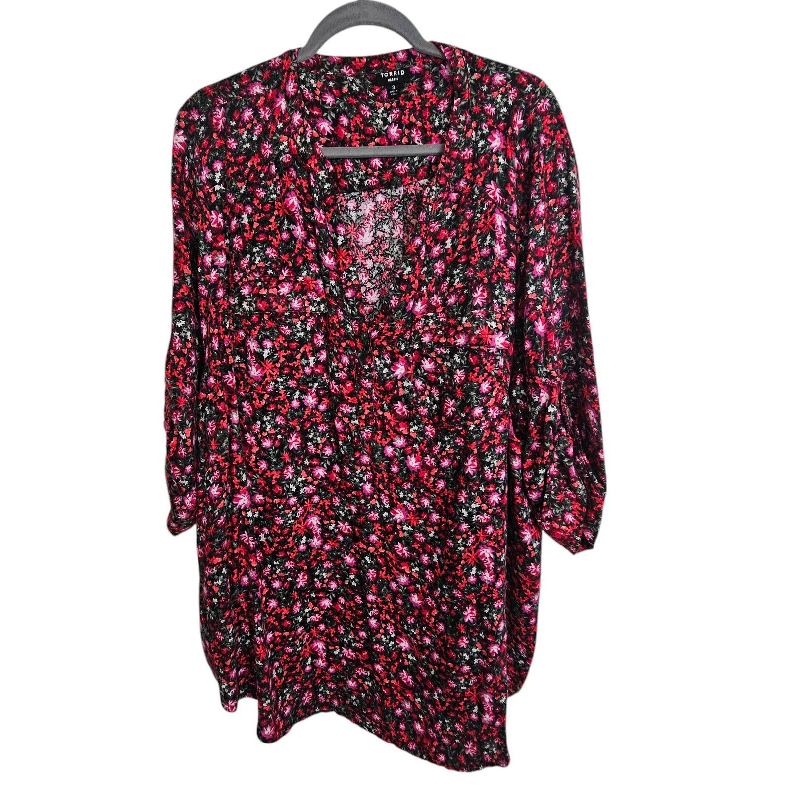 Torrid Torrid Womens Floral Harper Blouse Size 3X Dark Romantic Size 3XL / US 20-22 - 1 Thumbnail