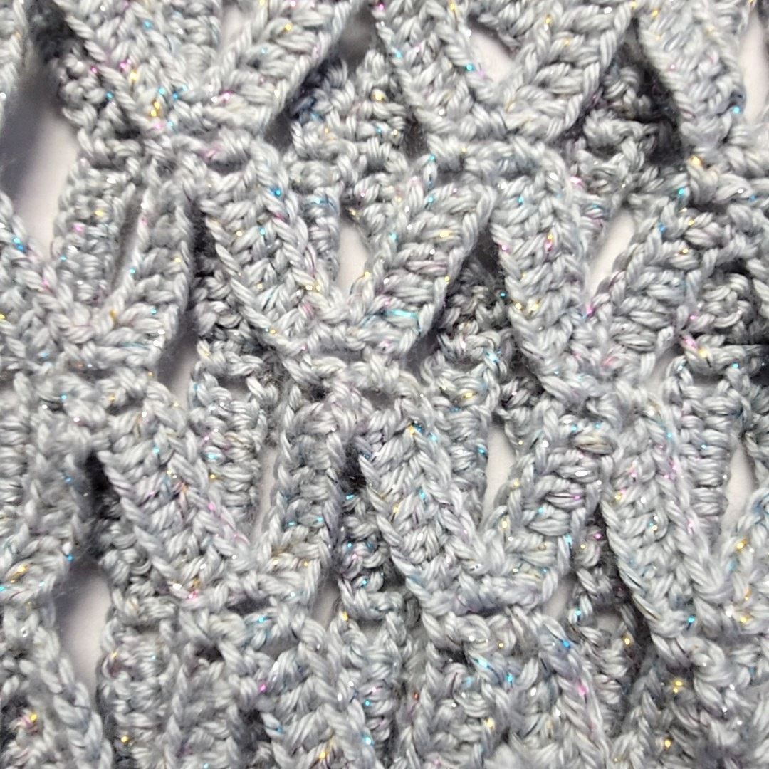 Handmade Knitted Off Shoulder Oversized M Crochet Sweater Sparkle Size M / US 6-8 / IT 42-44 - 3 Thumbnail