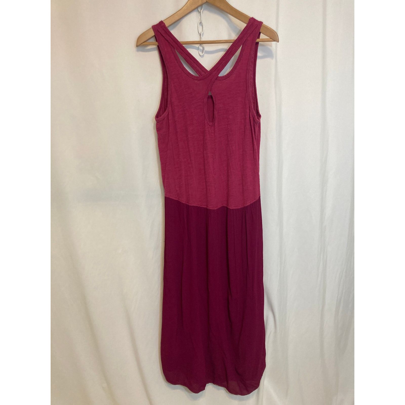 Other Pink Contrasting Summer Tank Cross Back High Low Midi Dress Size M / US 6-8 / IT 42-44 - 7 Thumbnail